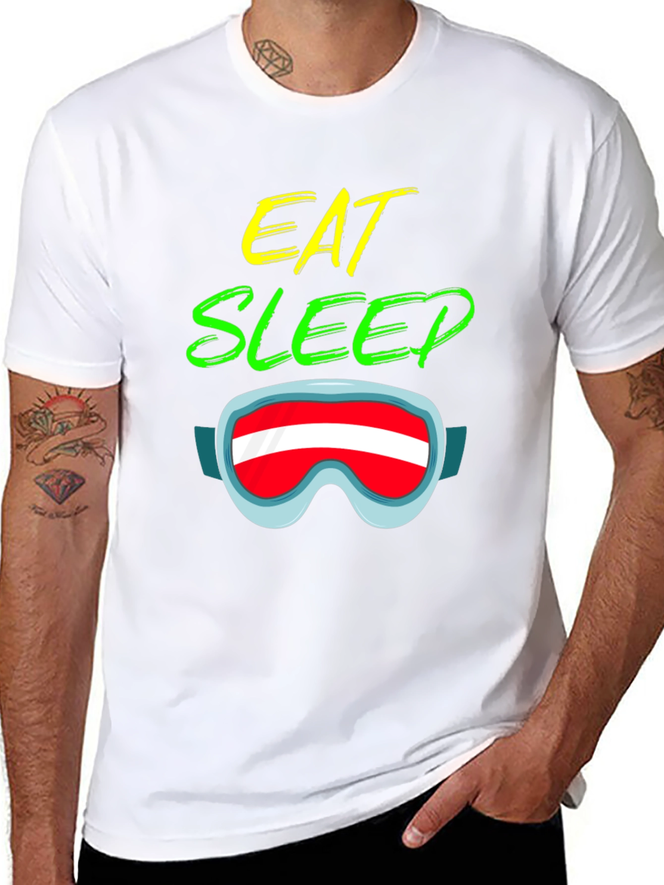 Eat Sleep Ski Goggles Graphic T-Shirt - Unisex