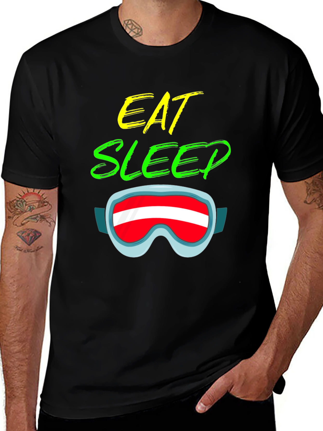 Eat Sleep Ski Goggles Graphic T-Shirt - Unisex
