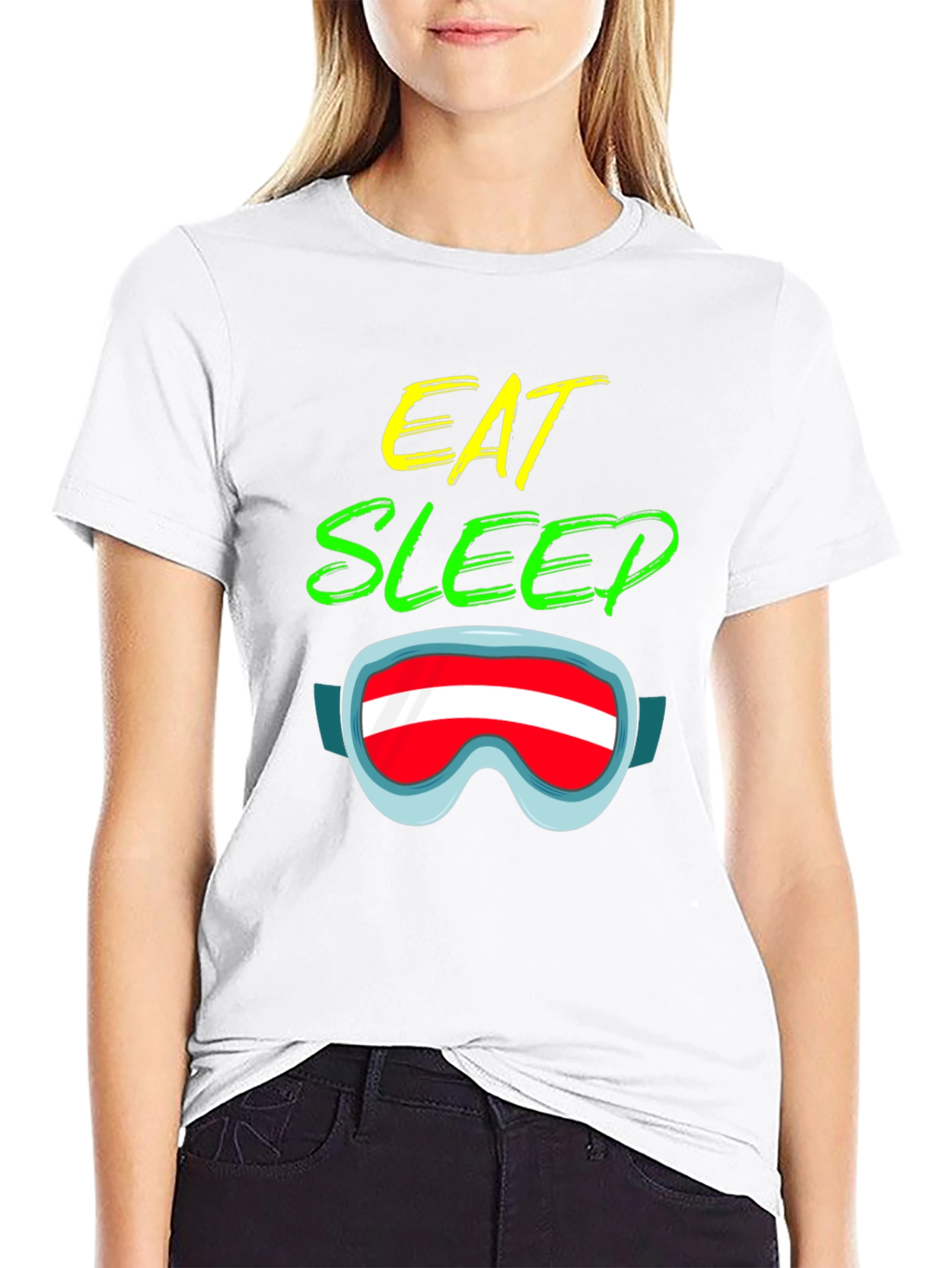 Eat Sleep Ski Goggles Graphic T-Shirt - Unisex