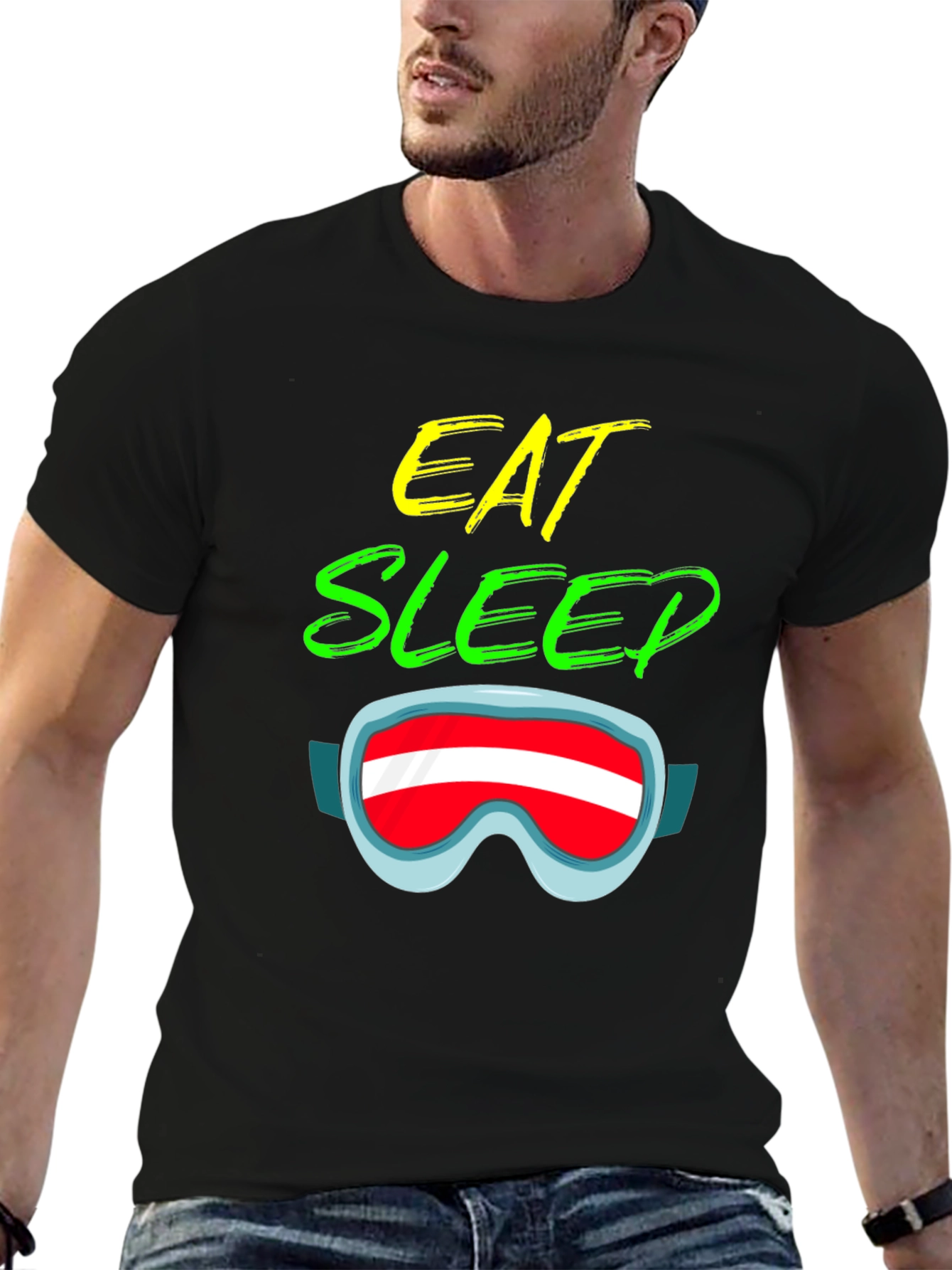 Eat Sleep Ski Goggles Graphic T-Shirt - Unisex