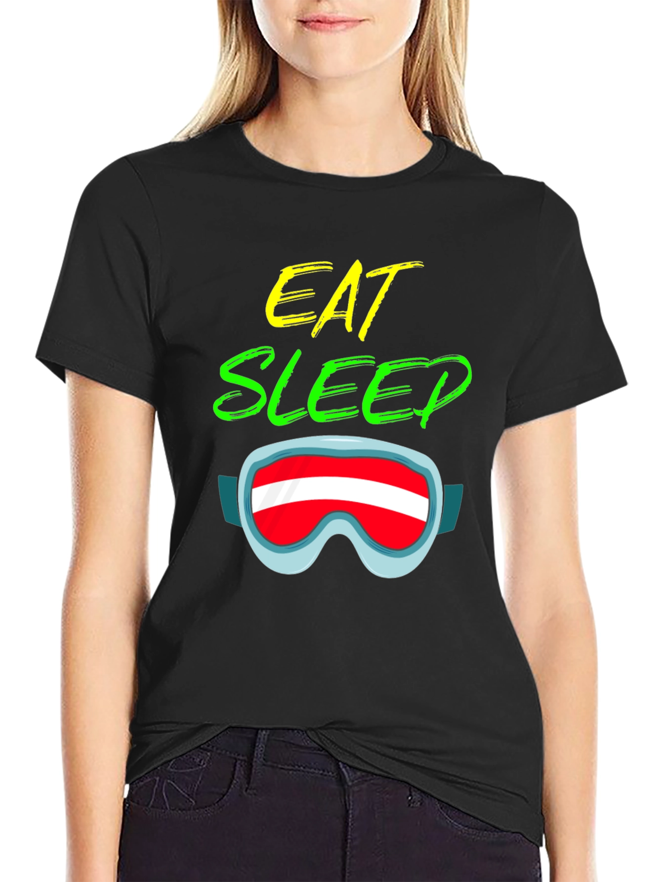 Eat Sleep Ski Goggles Graphic T-Shirt - Unisex