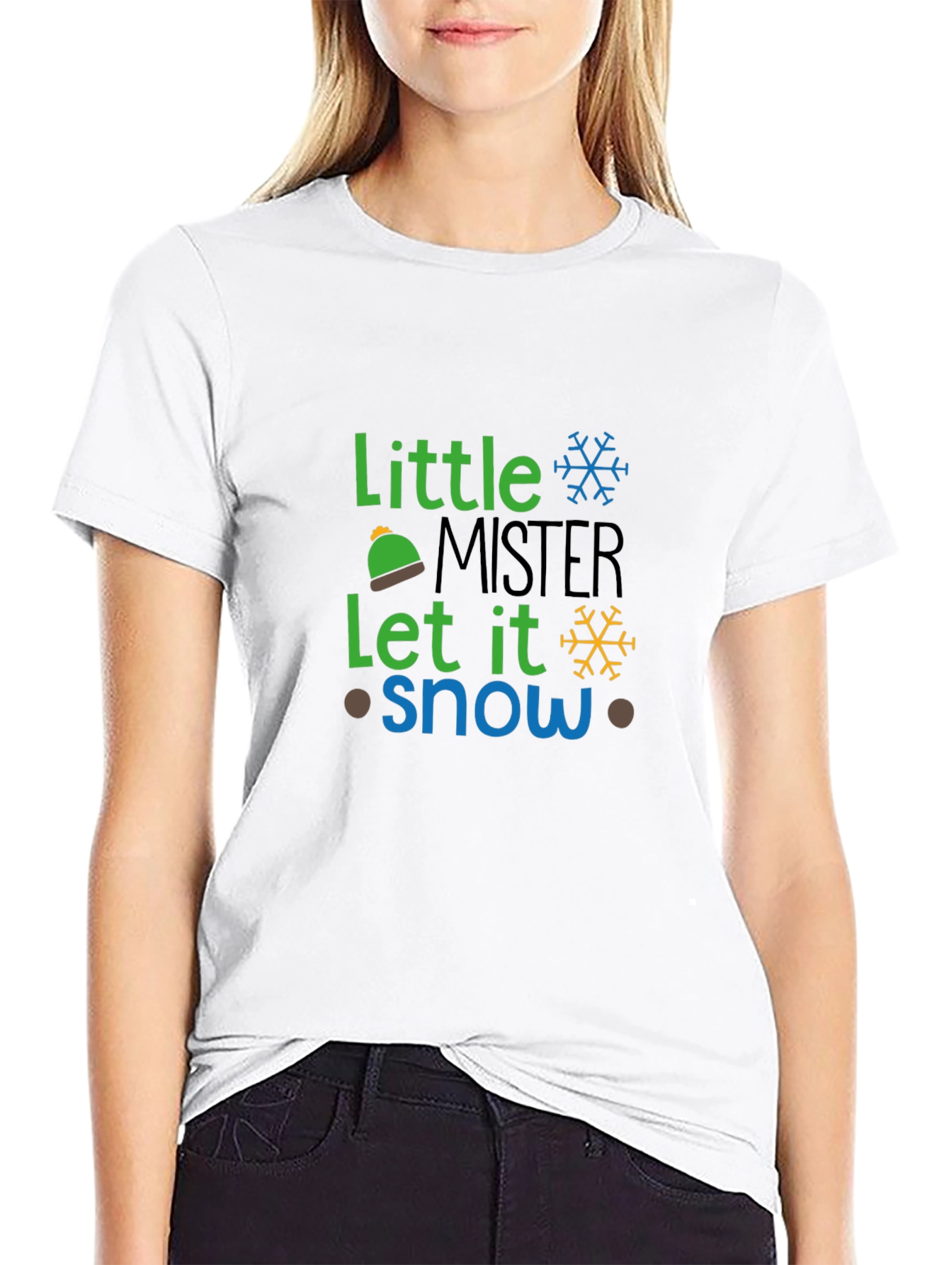 Little Mister Let It Snow Black Graphic Tee