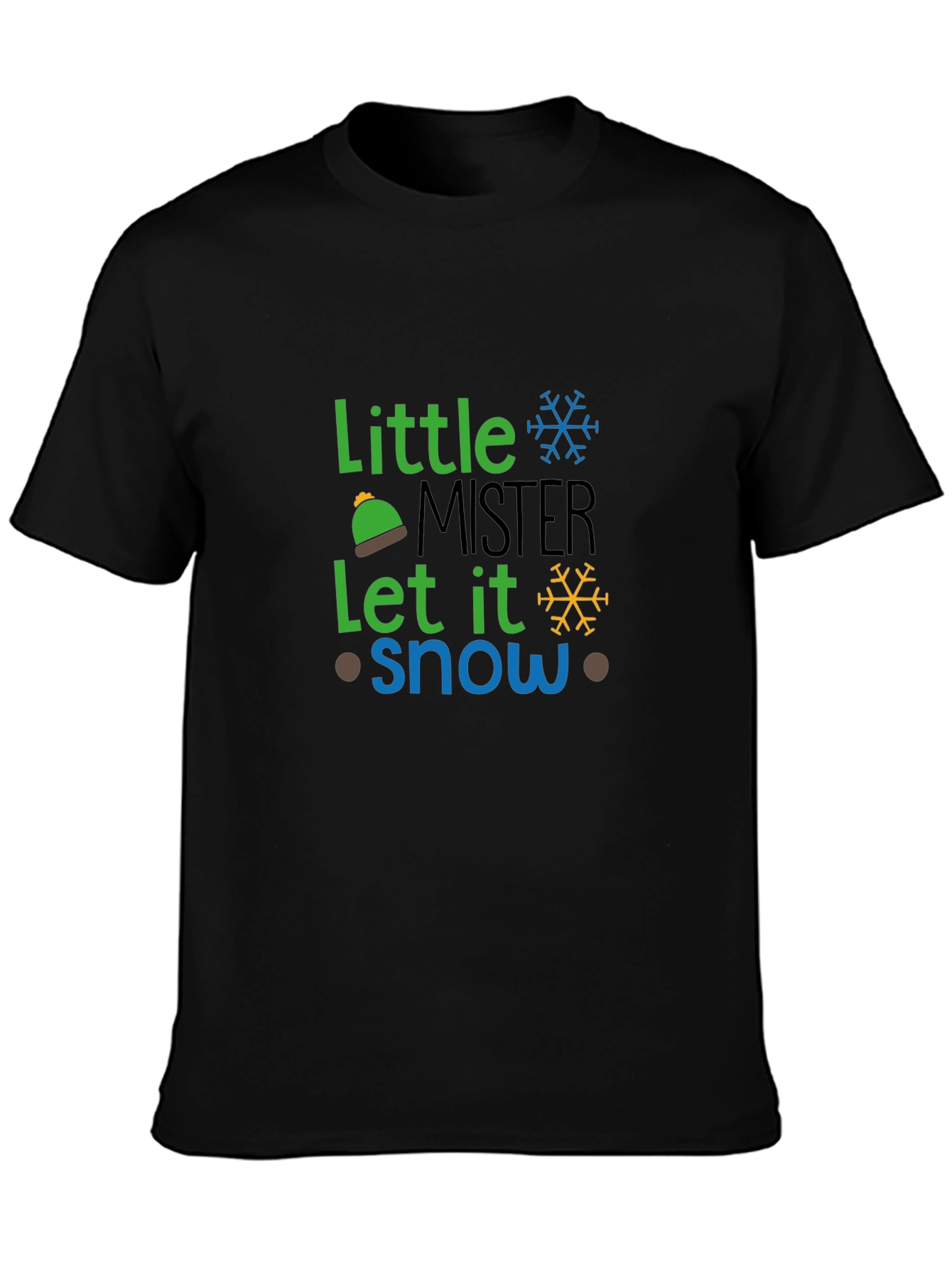 Little Mister Let It Snow Black Graphic Tee