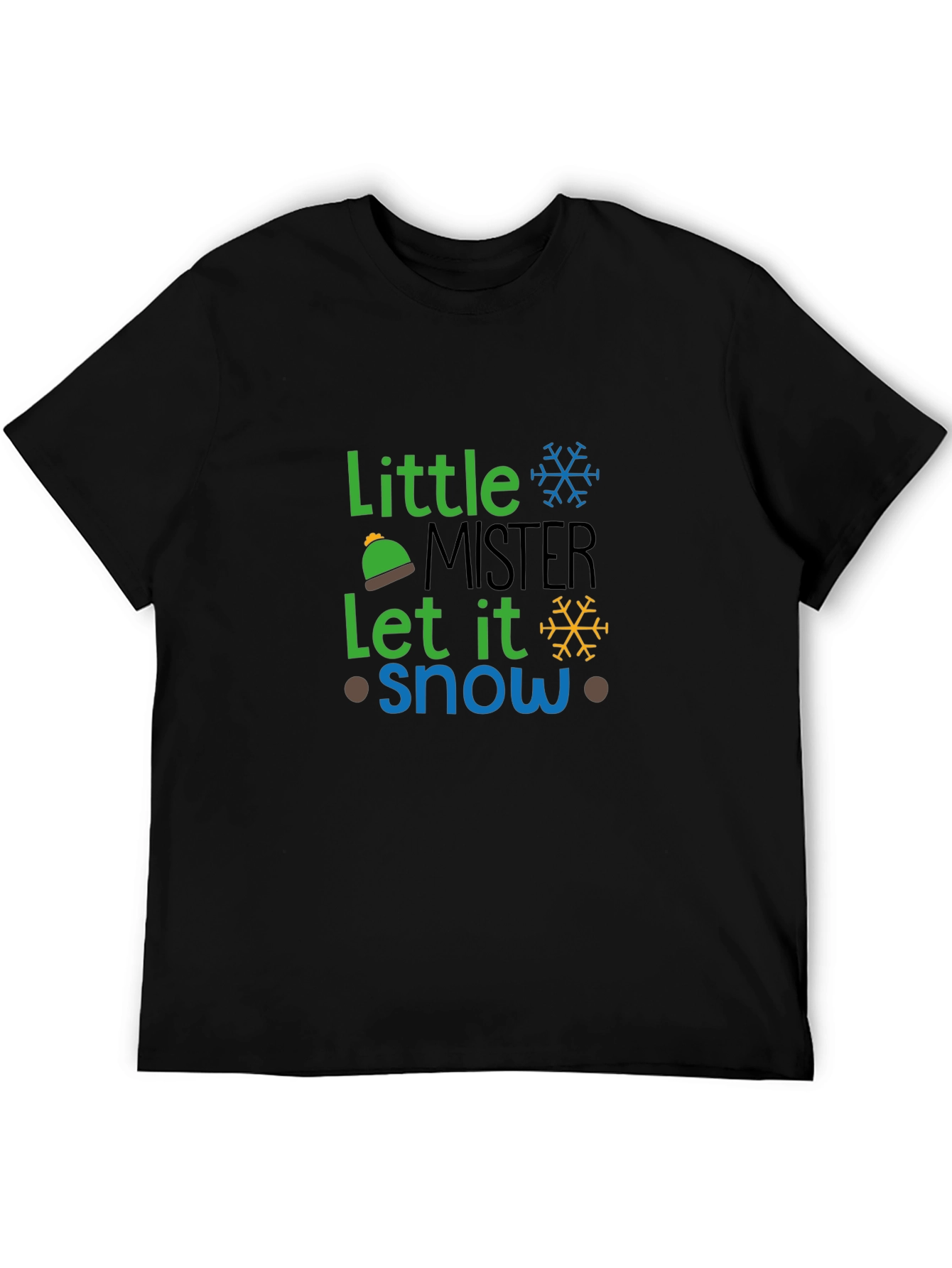 Little Mister Let It Snow Black Graphic Tee