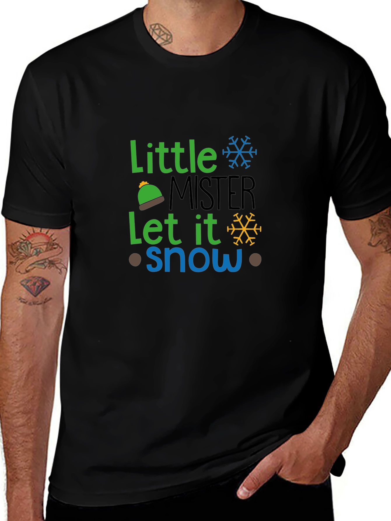 Little Mister Let It Snow Black Graphic Tee