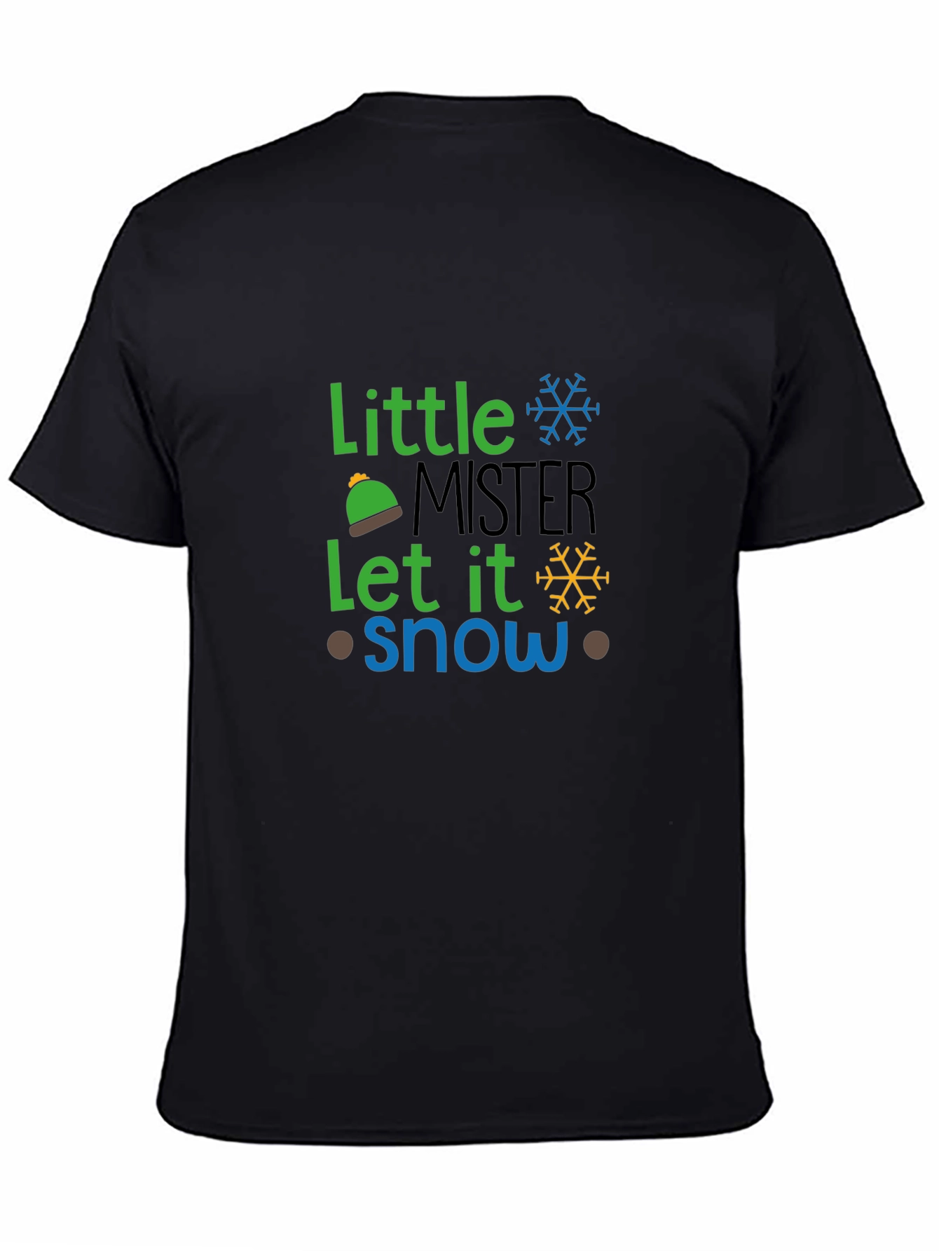Little Mister Let It Snow Black Graphic Tee