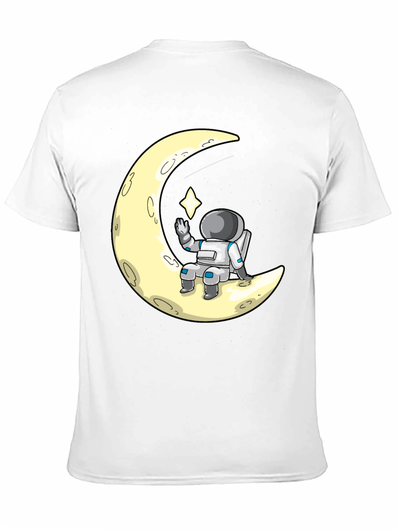 Astronaut on Moon Graphic Tee - Black Cotton T-Shirt