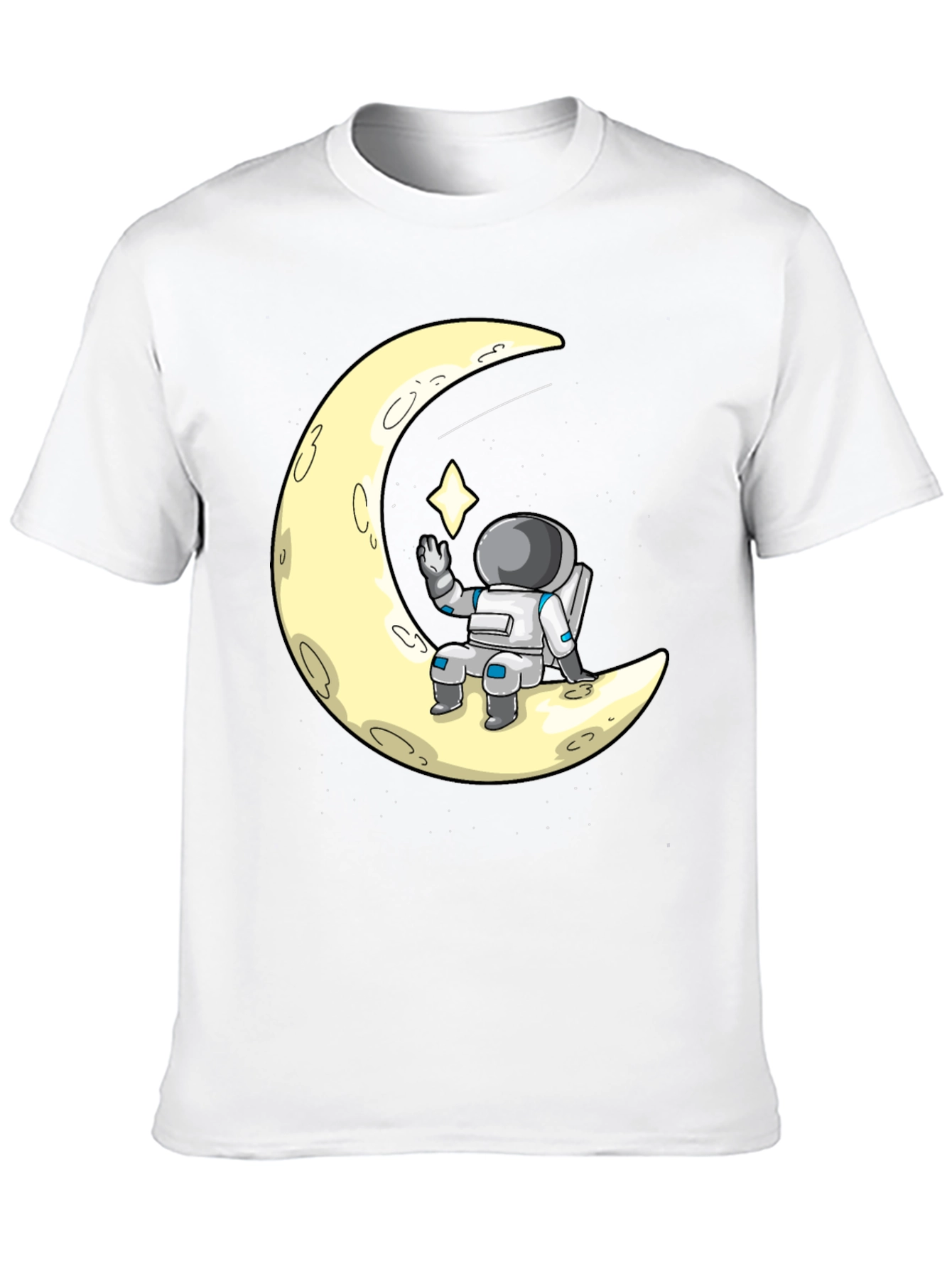Astronaut on Moon Graphic Tee - Black Cotton T-Shirt