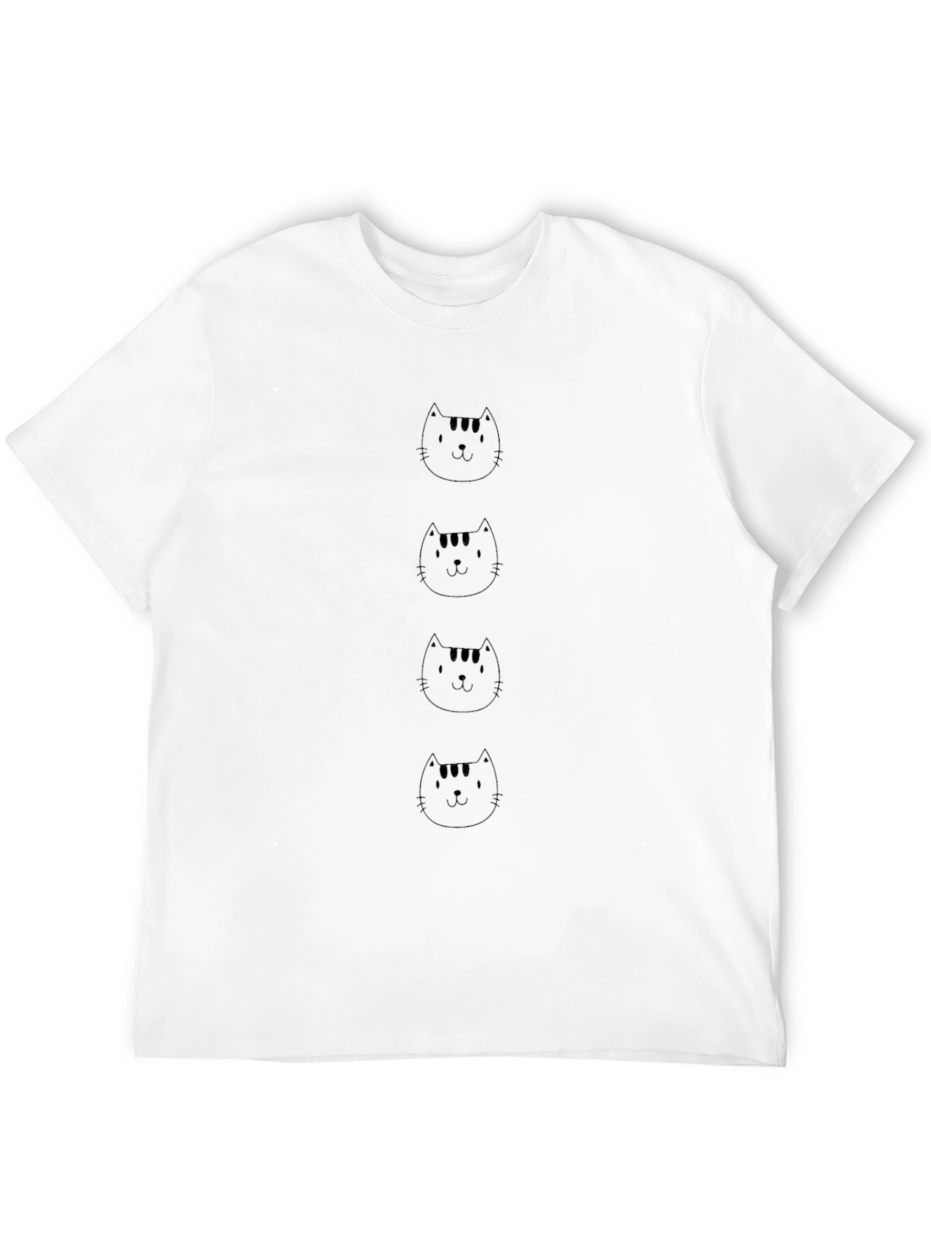 Mens Black T-Shirt with Cat Print