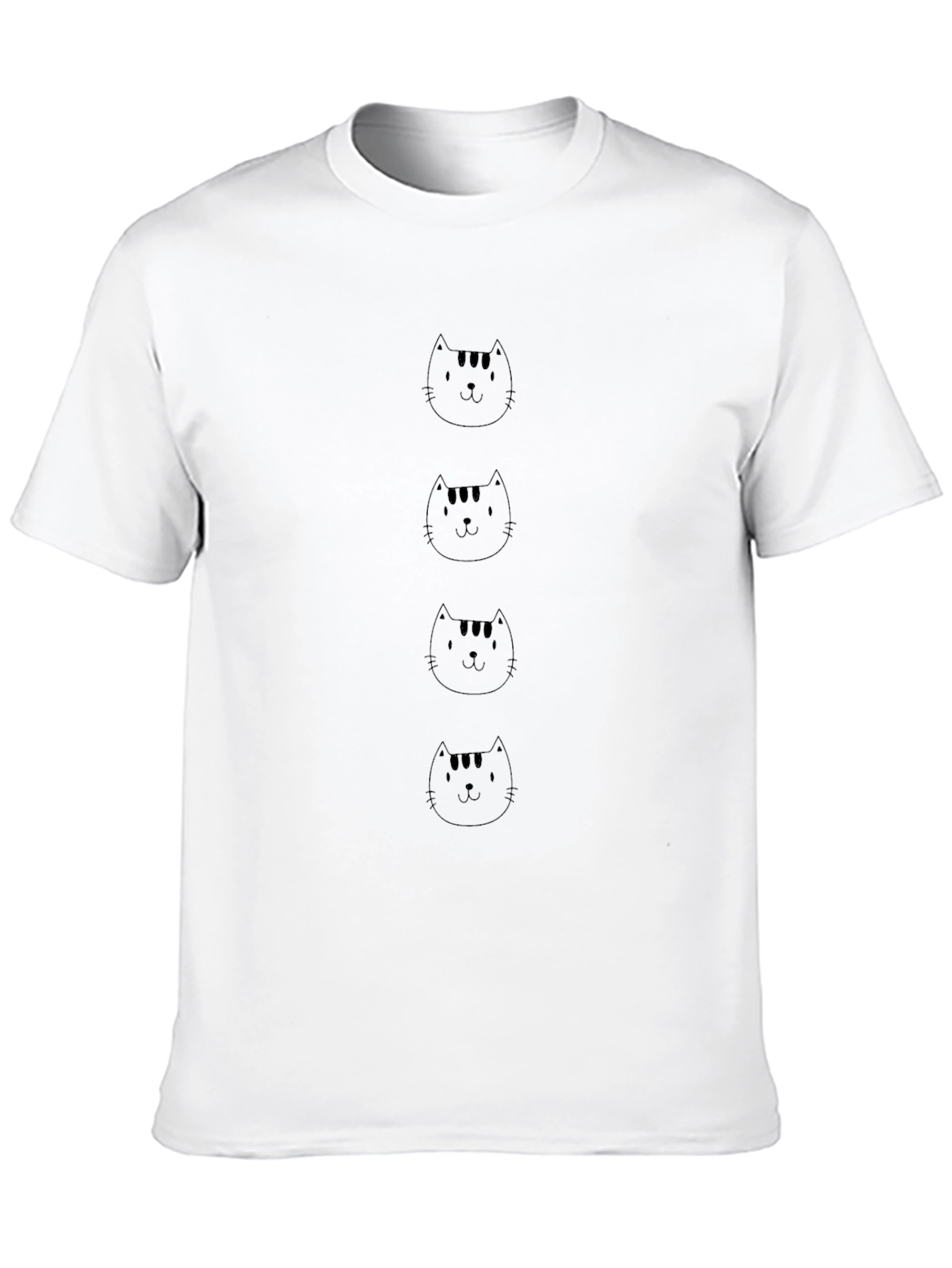 Mens Black T-Shirt with Cat Print
