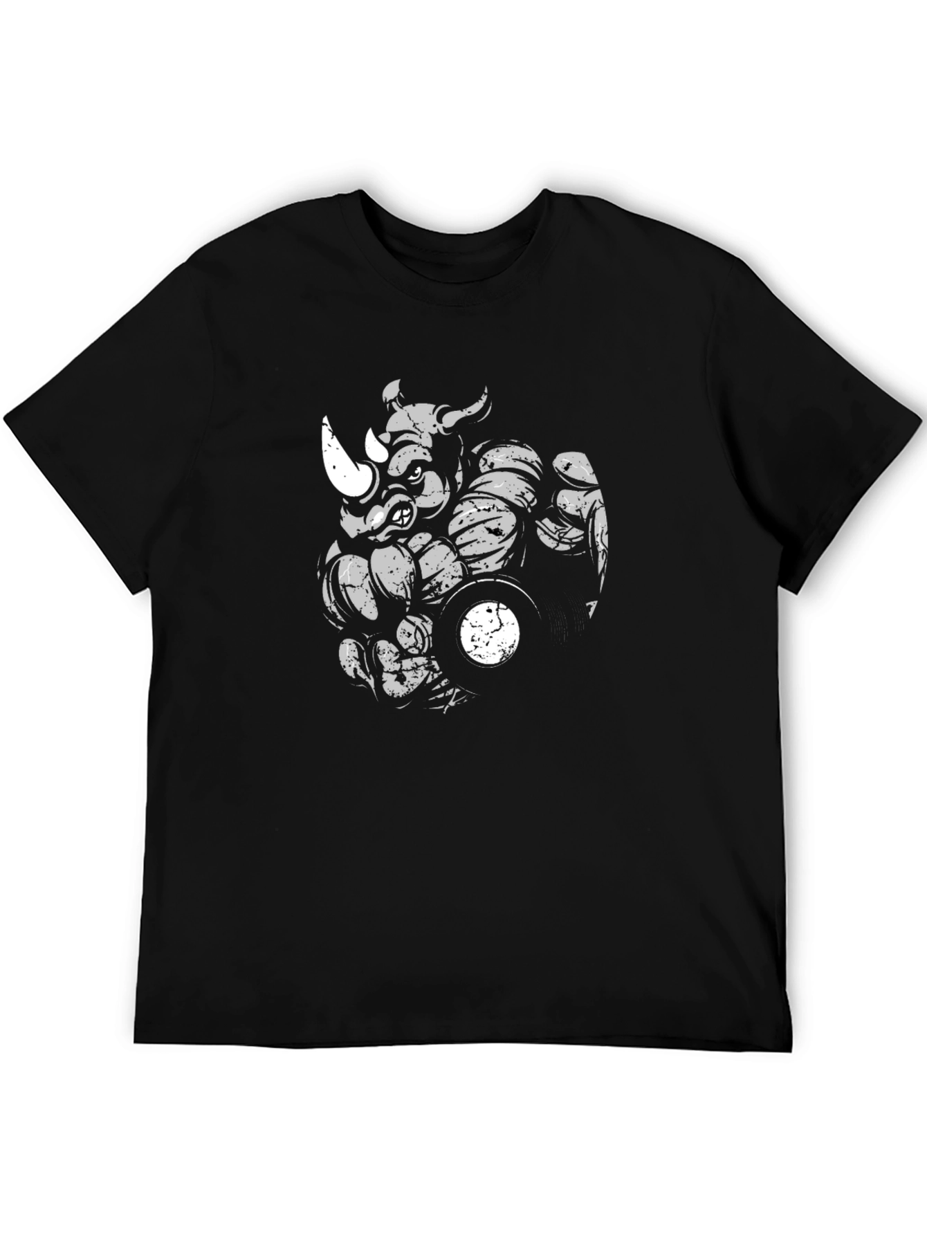 Rhino Gym T-Shirt - Black Cotton Graphic Tee