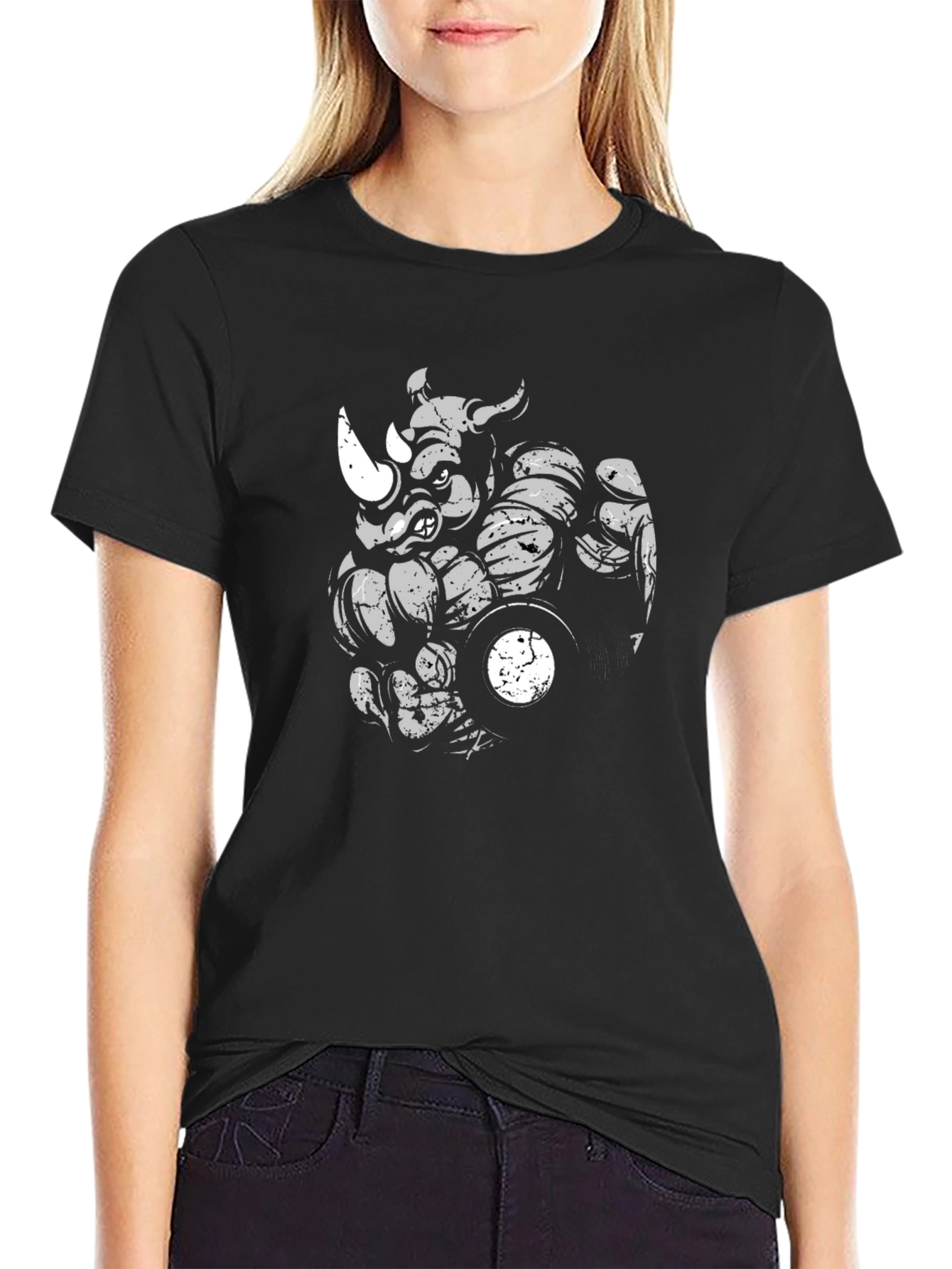 Rhino Gym T-Shirt - Black Cotton Graphic Tee