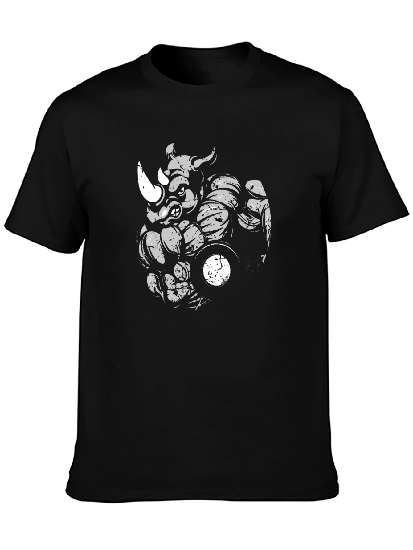 Rhino Gym T-Shirt - Black Cotton Graphic Tee