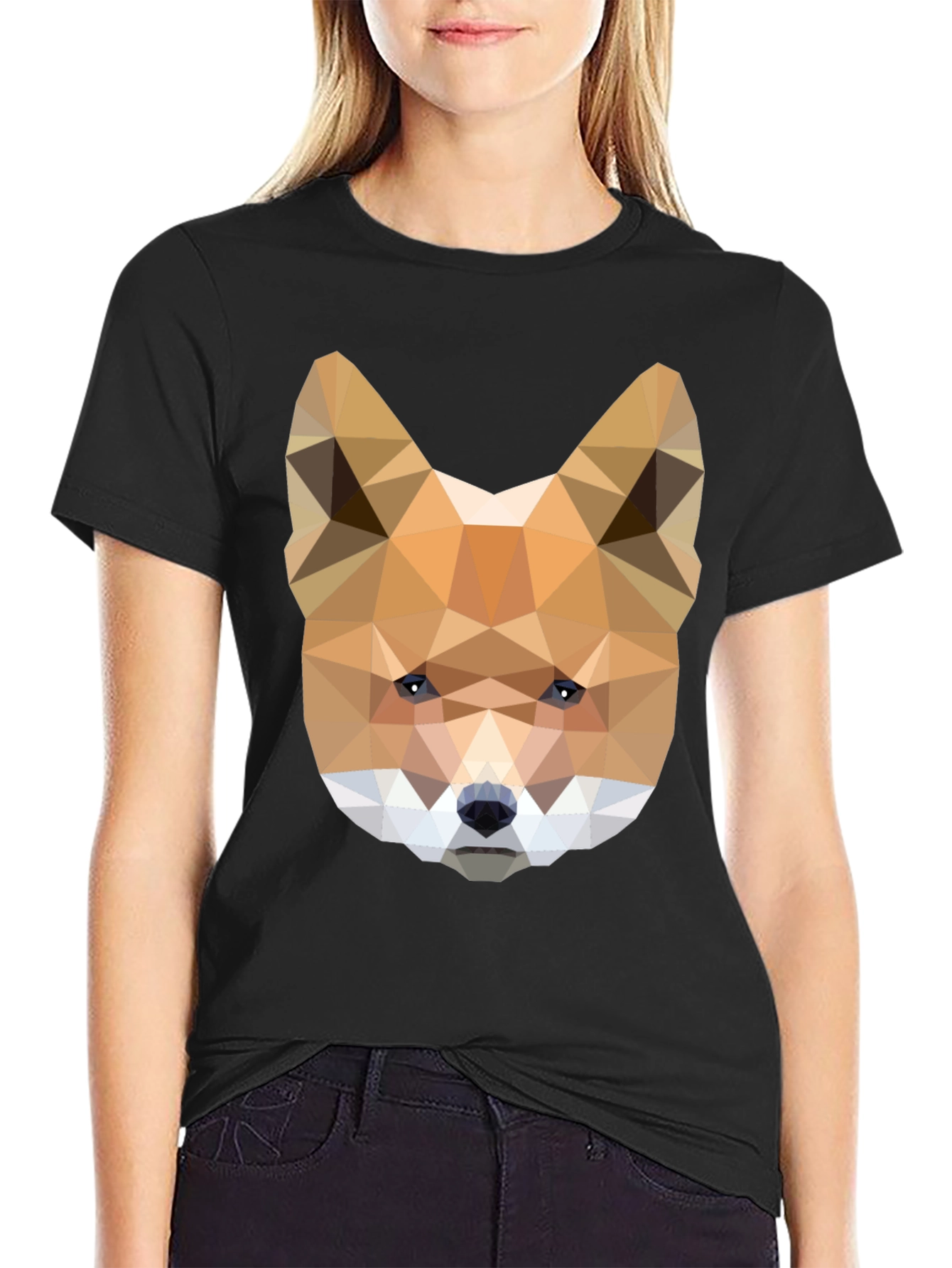 Geometric Fox Head Tee - Modern Art Shirt