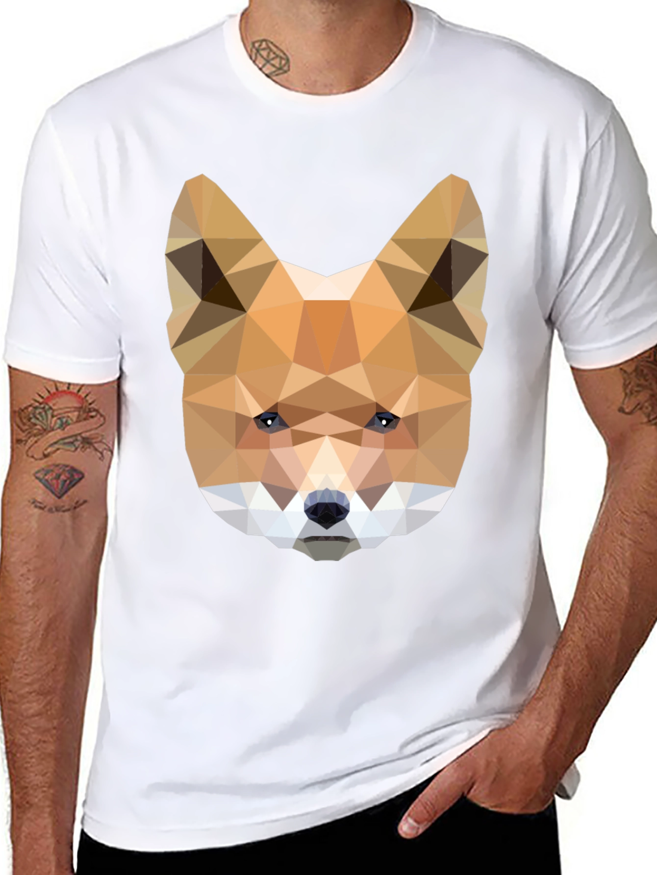 Geometric Fox Head Tee - Modern Art Shirt