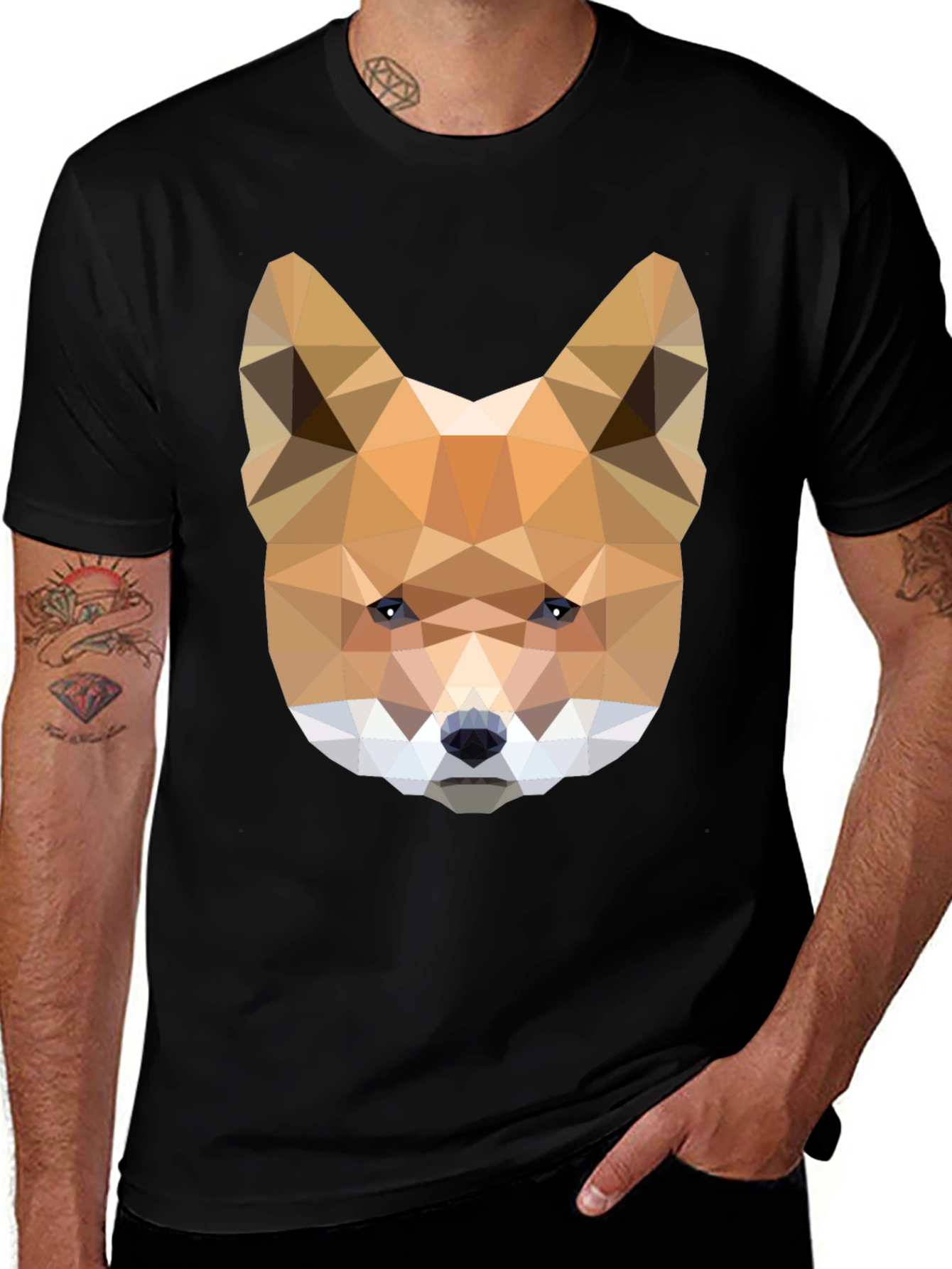 Geometric Fox Head Tee - Modern Art Shirt