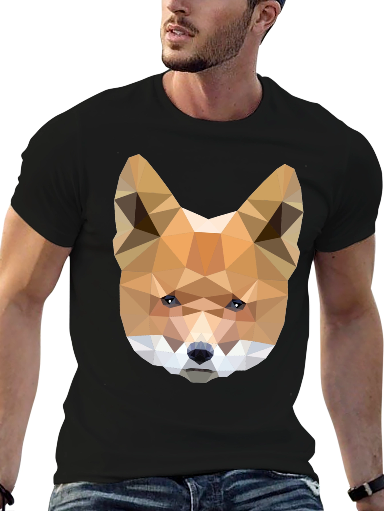 Geometric Fox Head Tee - Modern Art Shirt