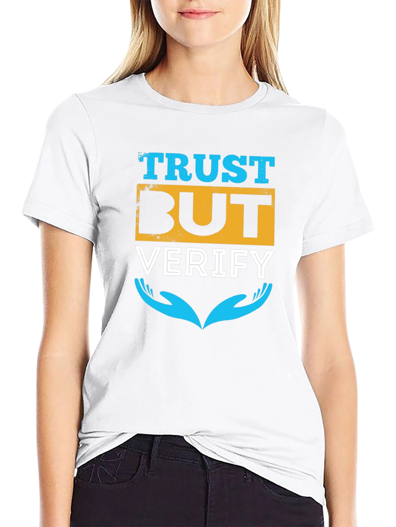 Trust But Verify Black Graphic T-Shirt