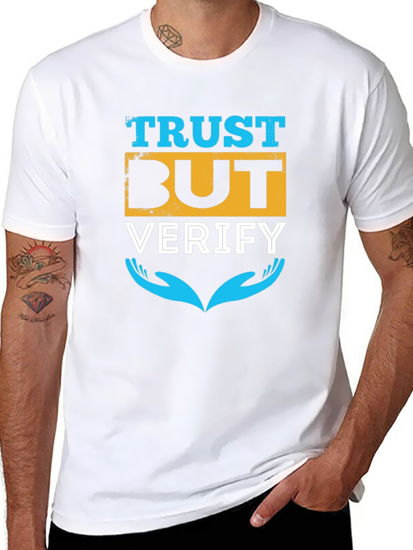 Trust But Verify Black Graphic T-Shirt