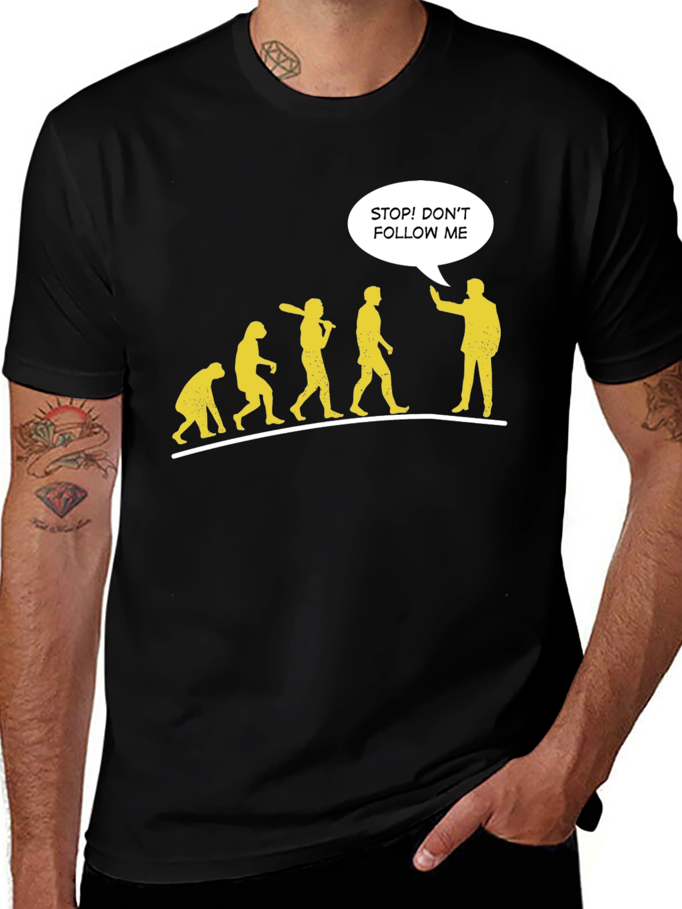 Funny Evolution T-Shirt - Stop! Dont Follow Me