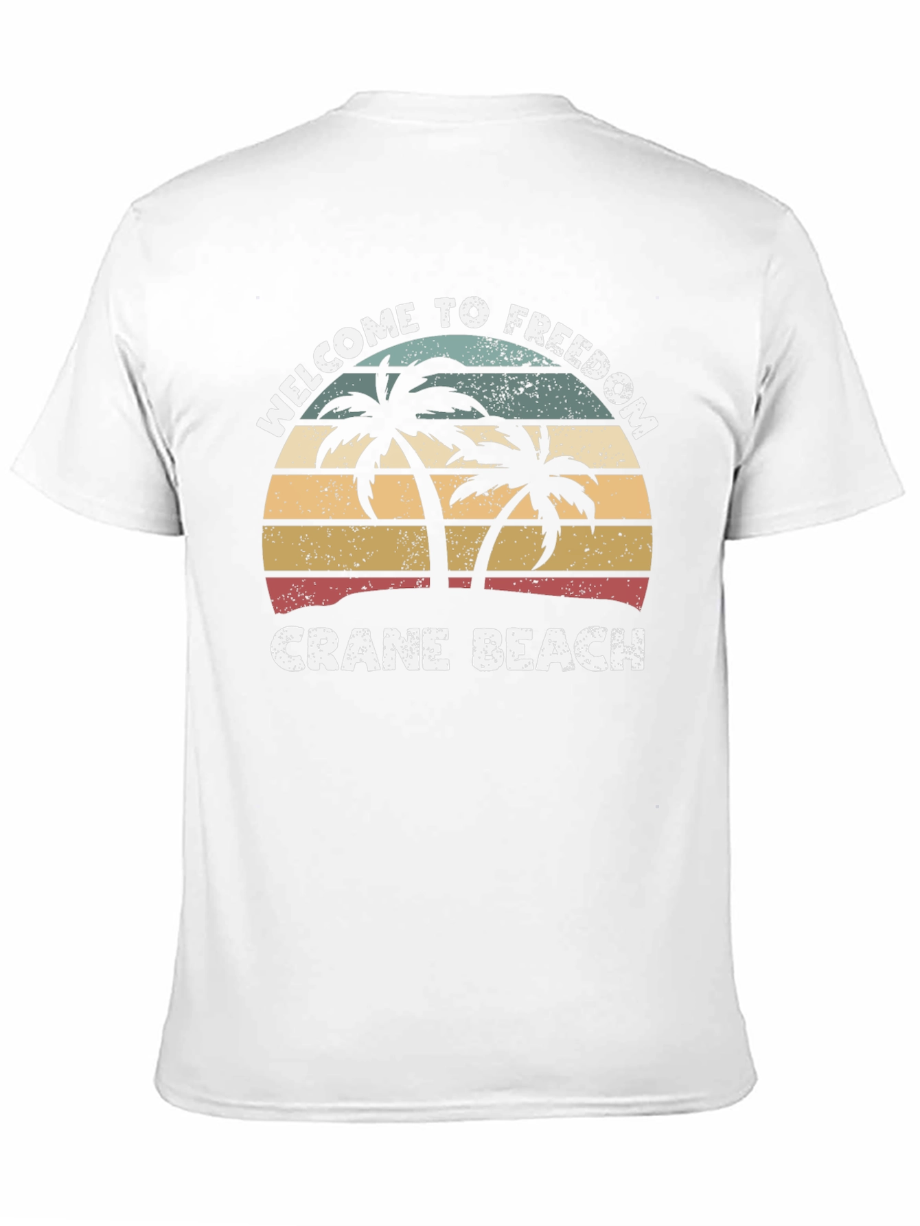 Crane Beach Welcome T-Shirt Retro Palm Tree Design