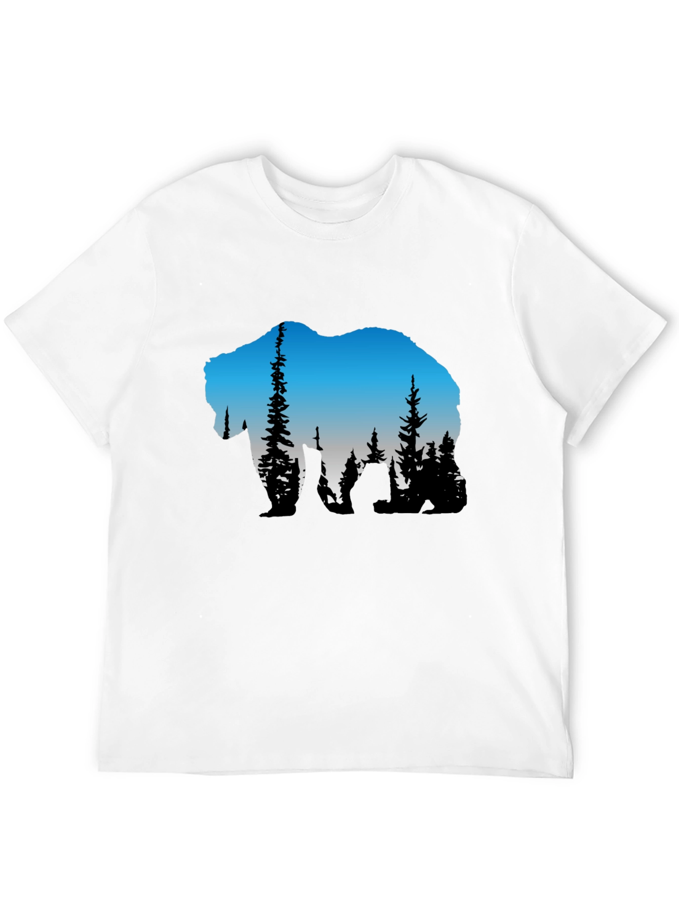 Bear Silhouette Forest Graphic Tee - Black