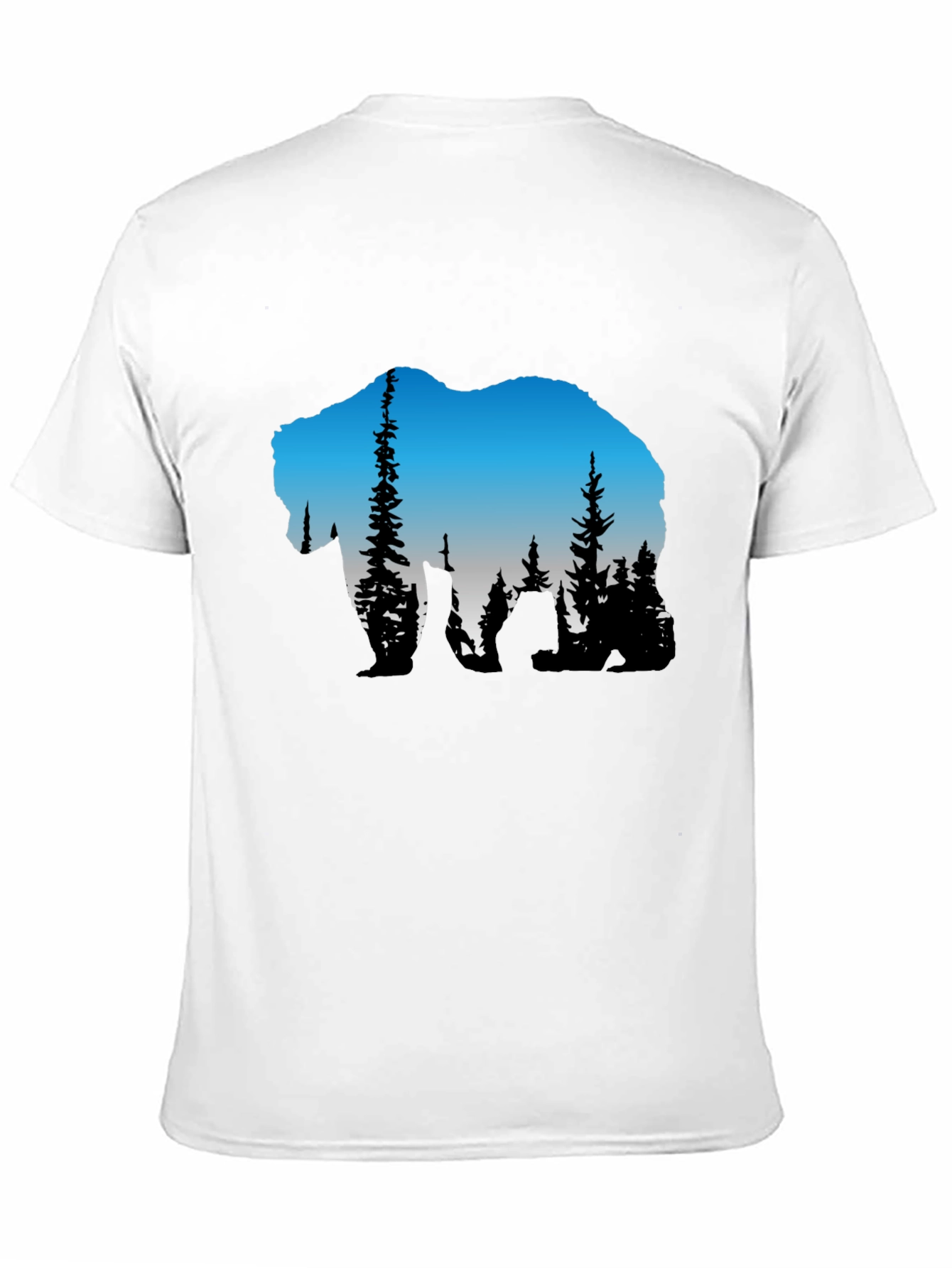 Bear Silhouette Forest Graphic Tee - Black