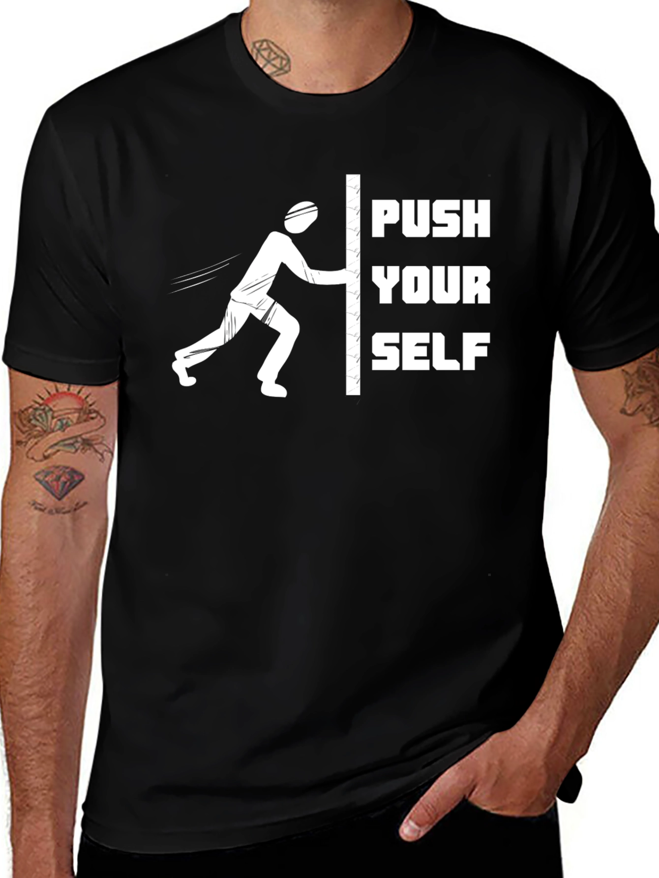 Push Yourself Black T-Shirt | Motivational