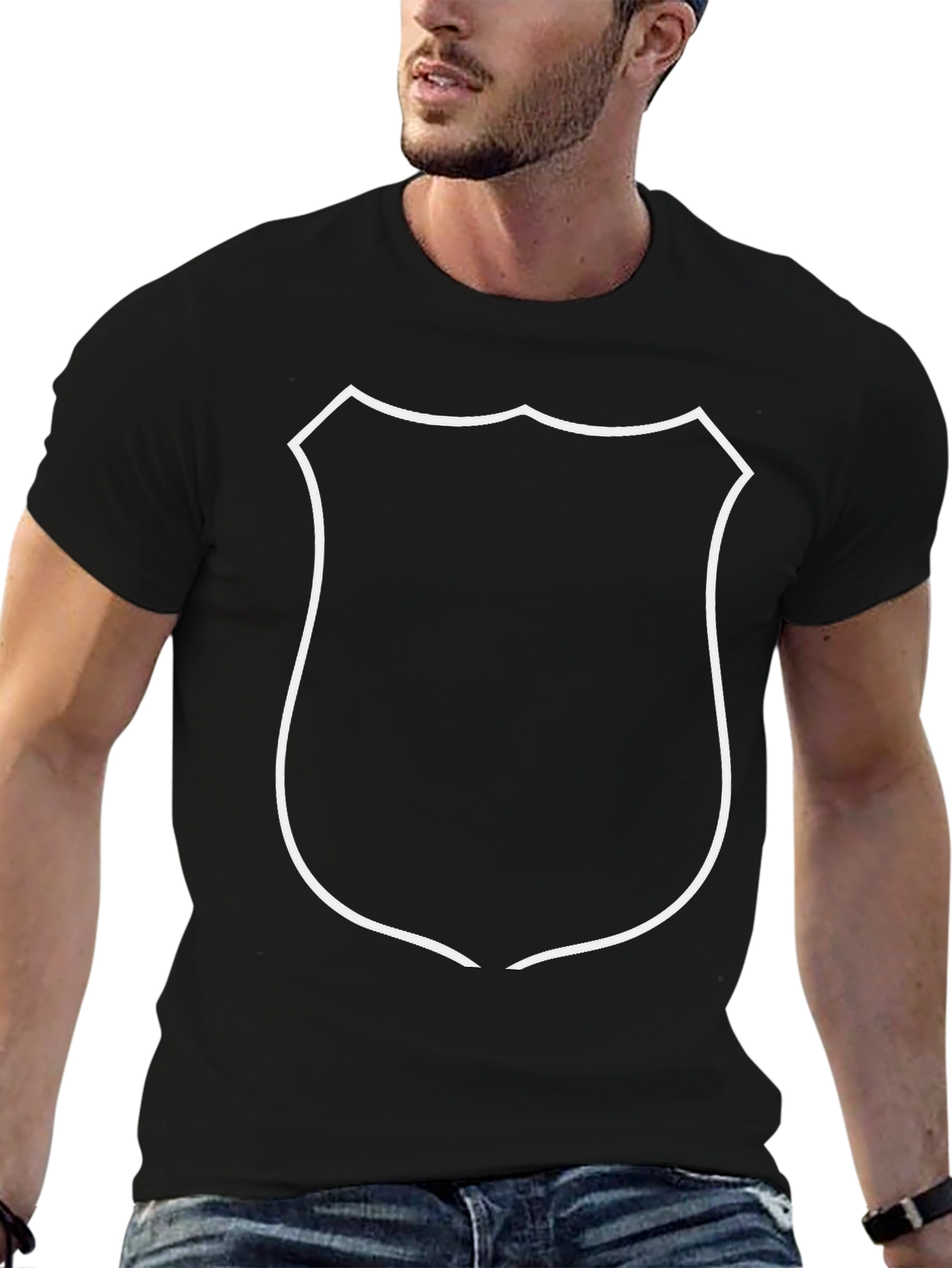 Black T-Shirt with Shield Graphic
