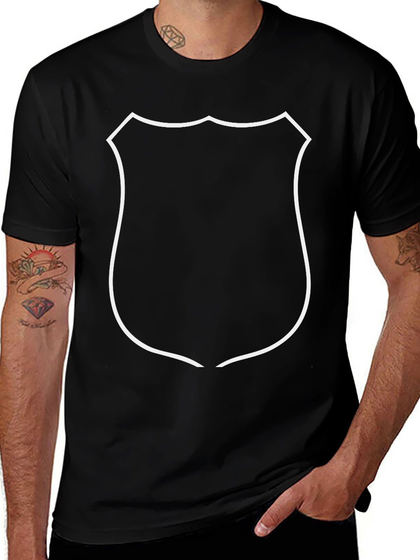 Black T-Shirt with Shield Graphic