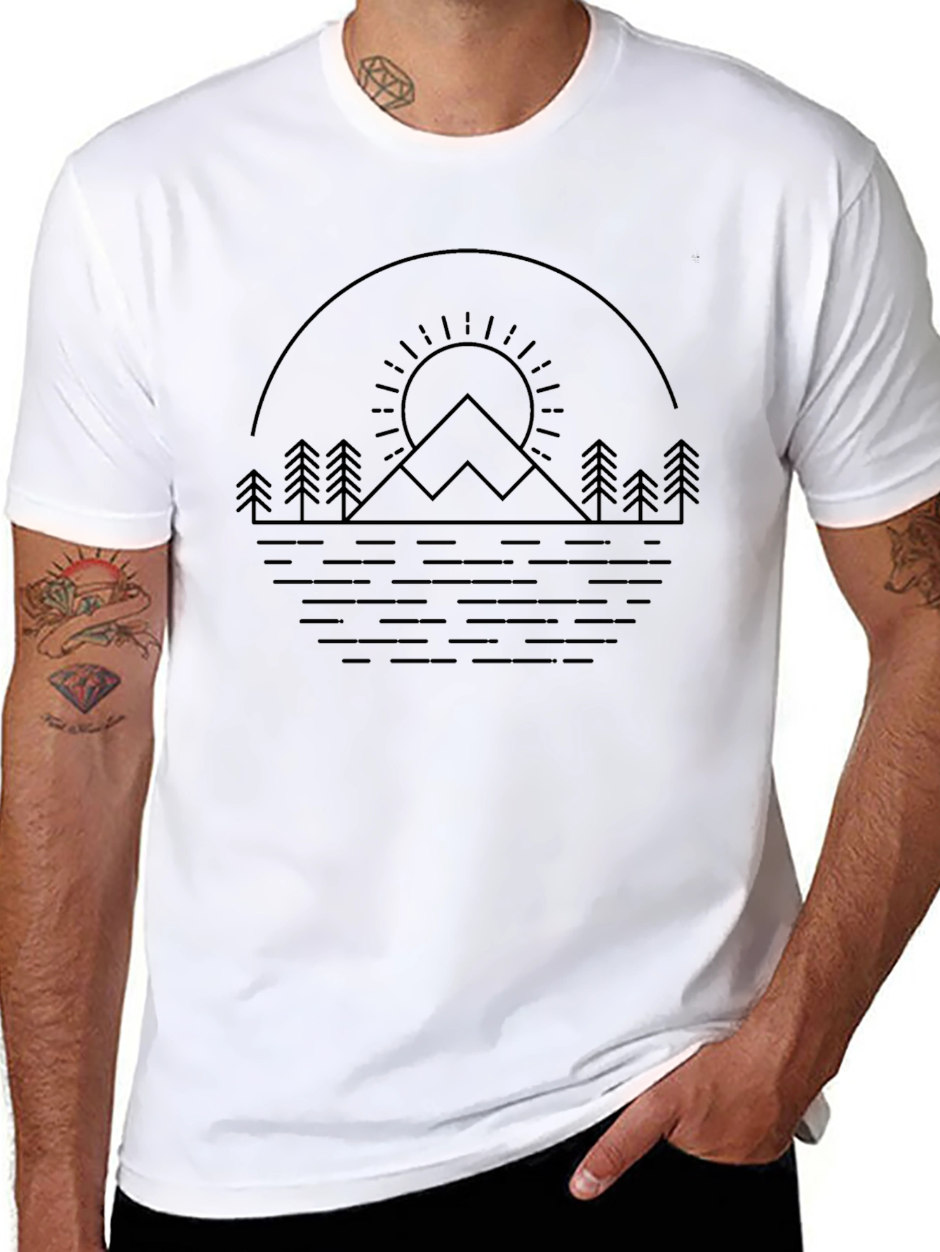 Minimalist Mountain Scene T-Shirt
