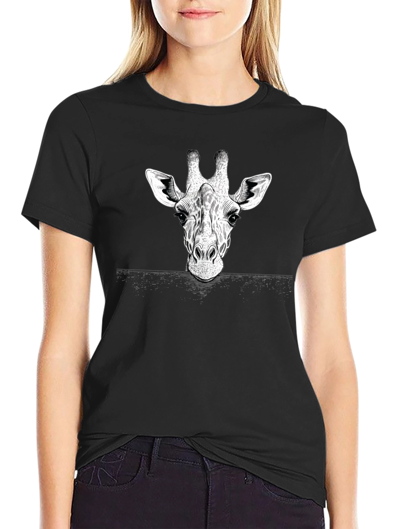 Giraffe Graphic Print T-Shirt