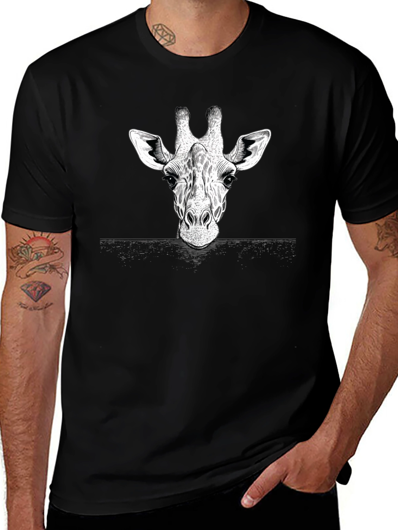 Giraffe Graphic Print T-Shirt