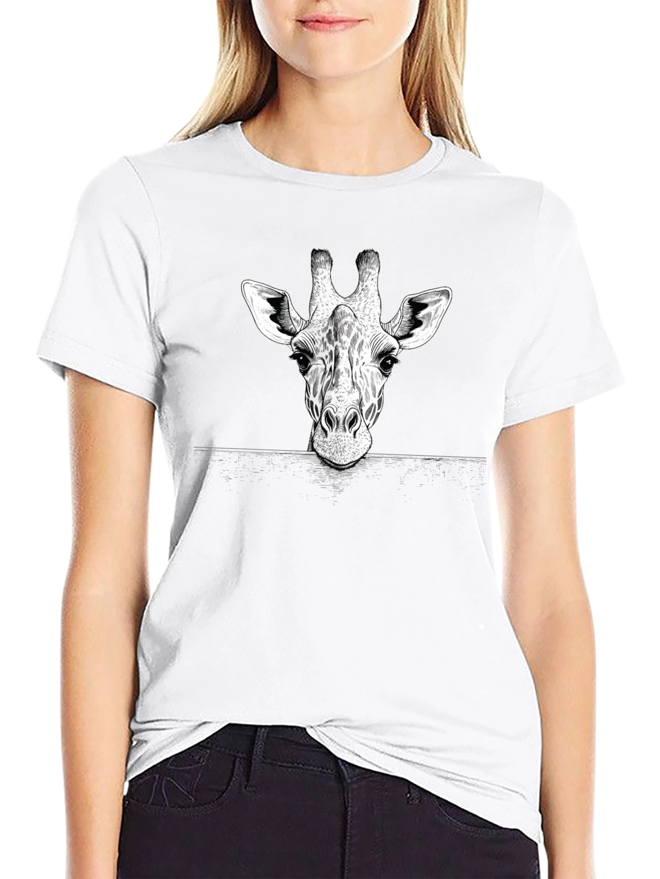 Giraffe Graphic Print T-Shirt