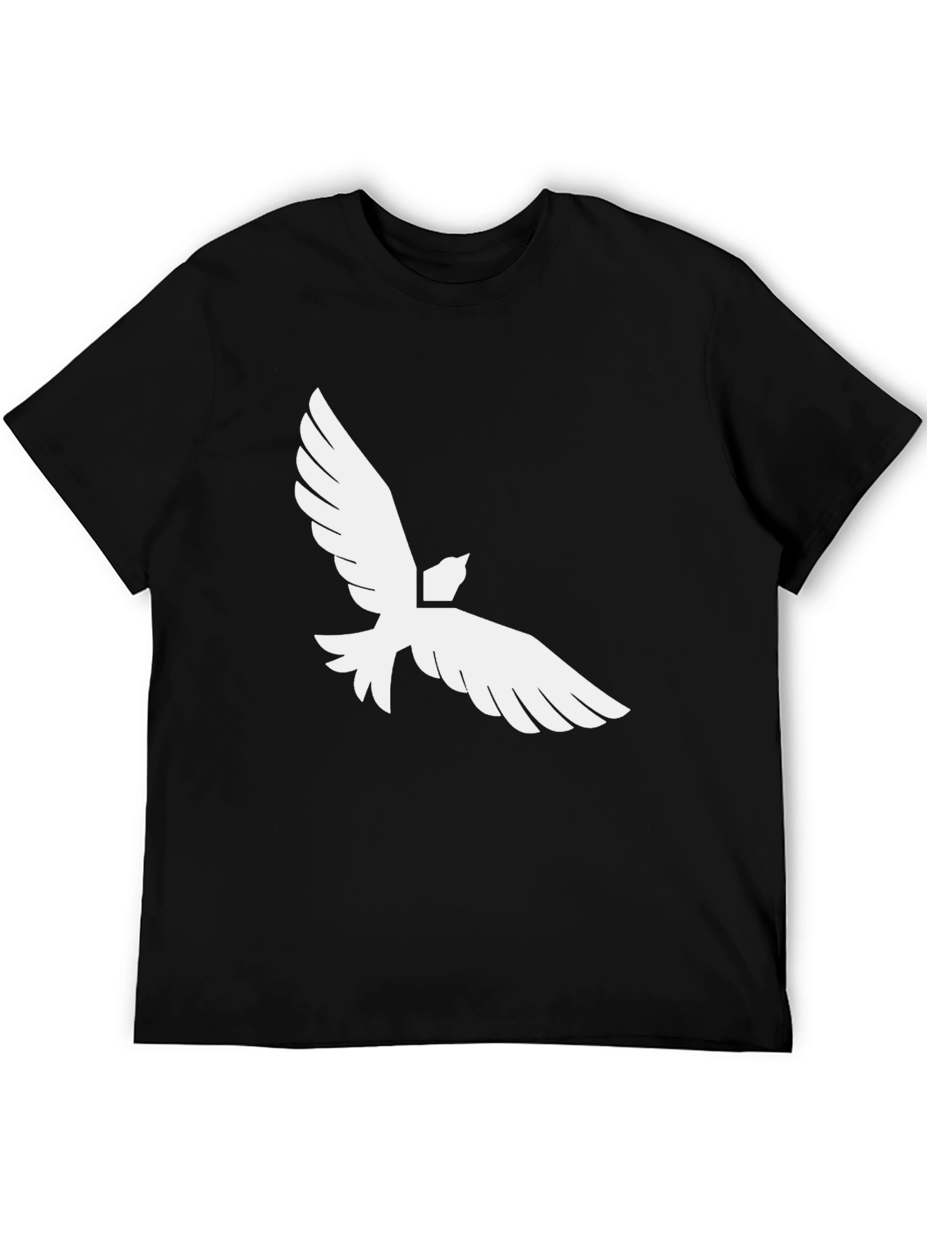 Black T-Shirt with White Dove Graphic