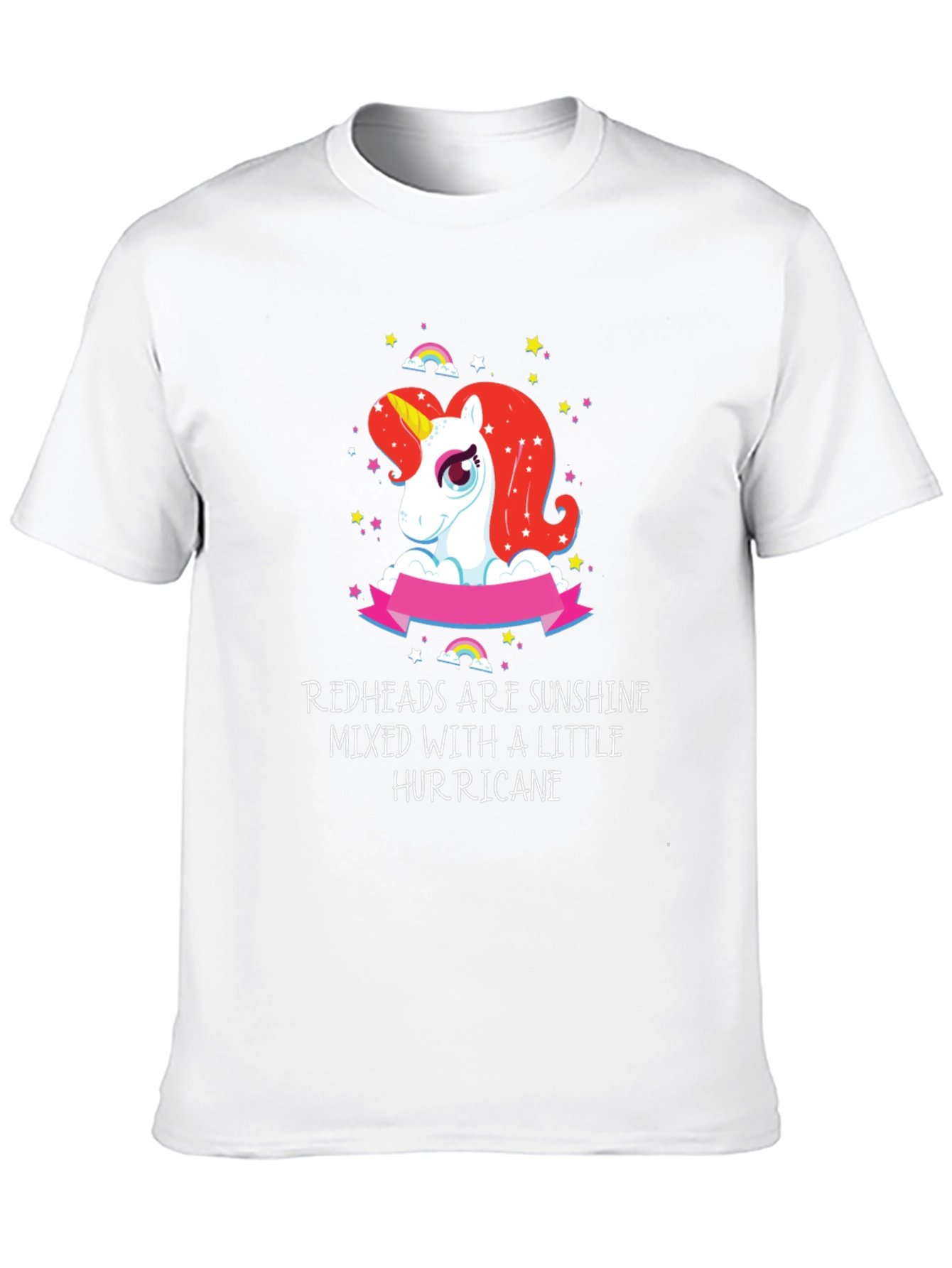 Redhead Sunshine Hurricane Unicorn Black T-Shirt