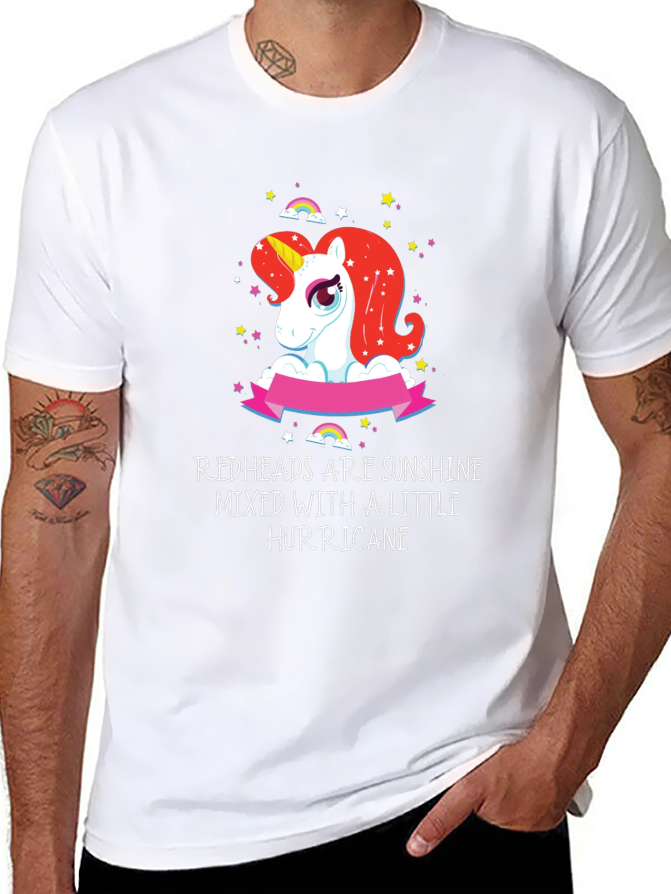 Redhead Sunshine Hurricane Unicorn Black T-Shirt