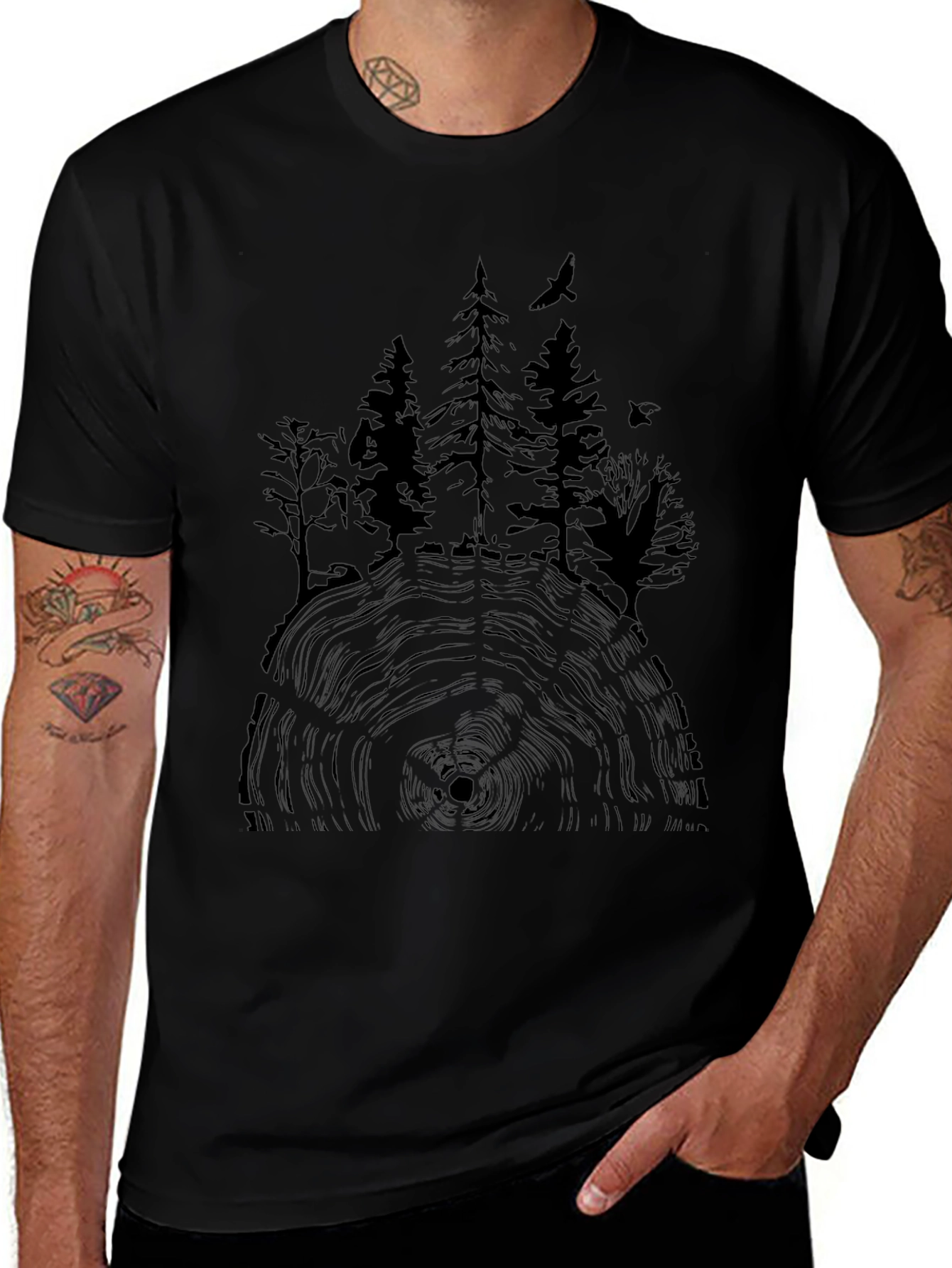 Natures Embrace Tee - Tree Ring Forest Design