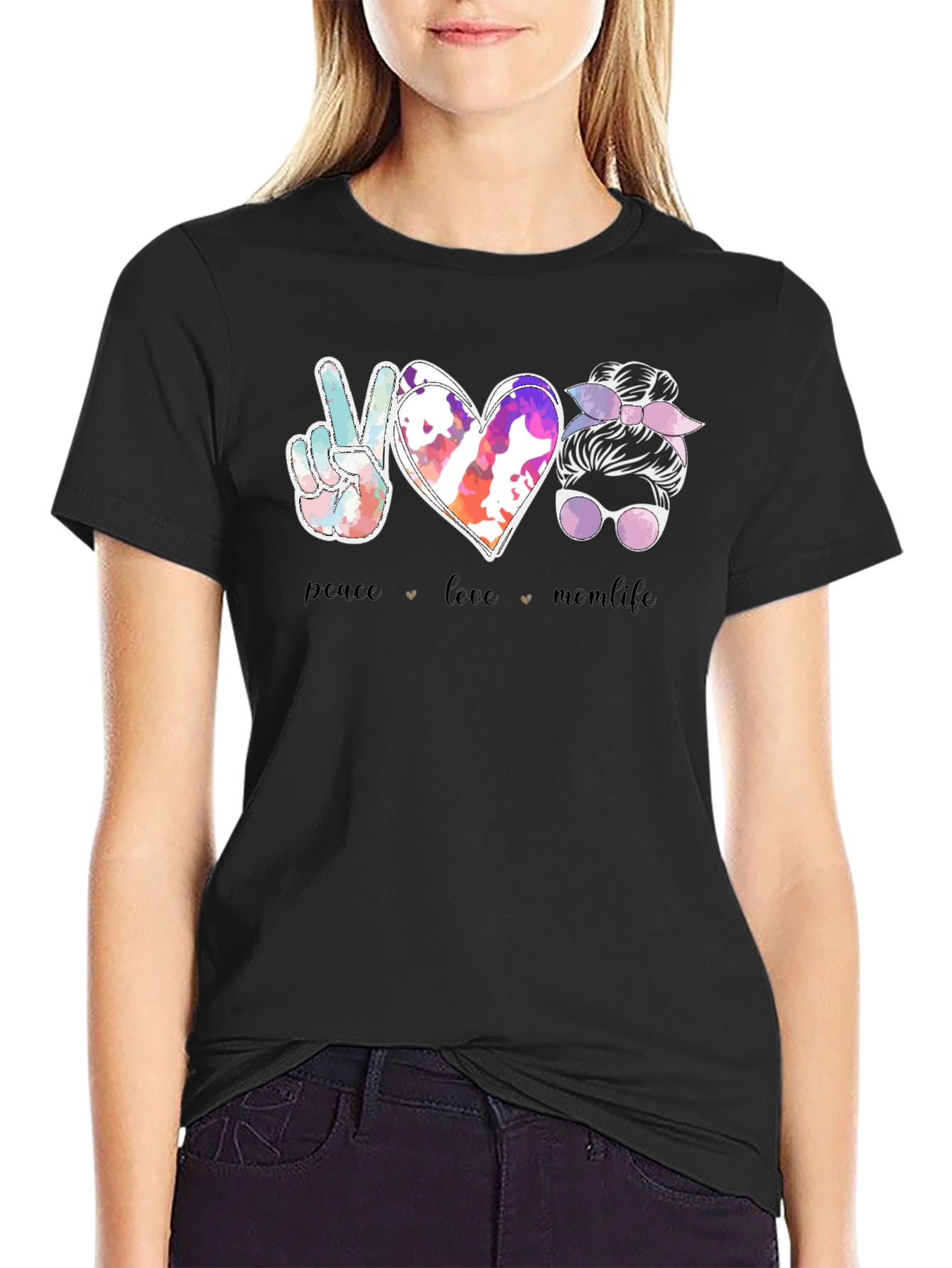Peace Love Mom Life Graphic Tee