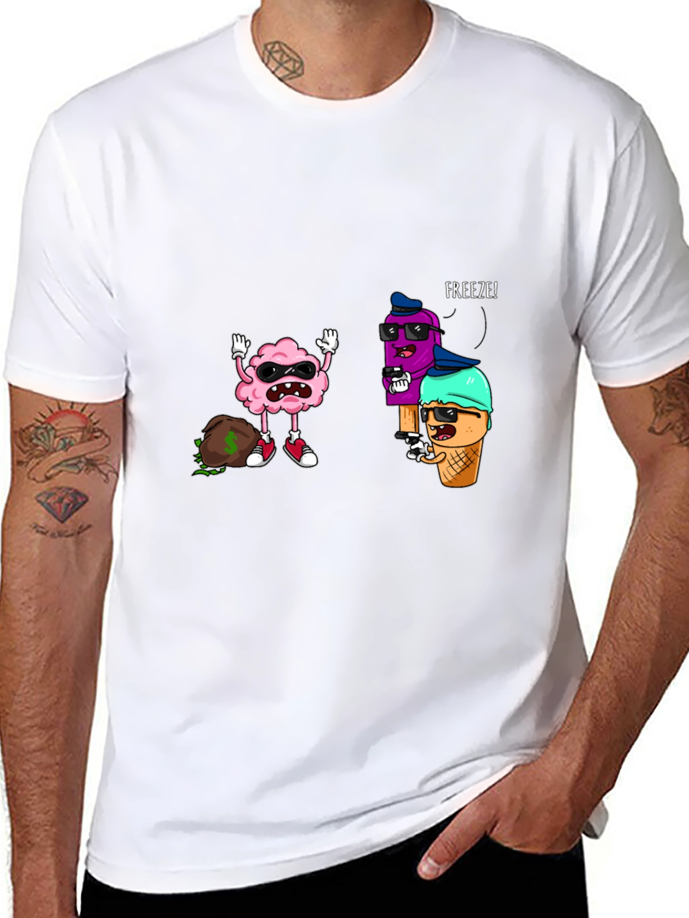 Funny Ice Cream Gangster Graphic Tee