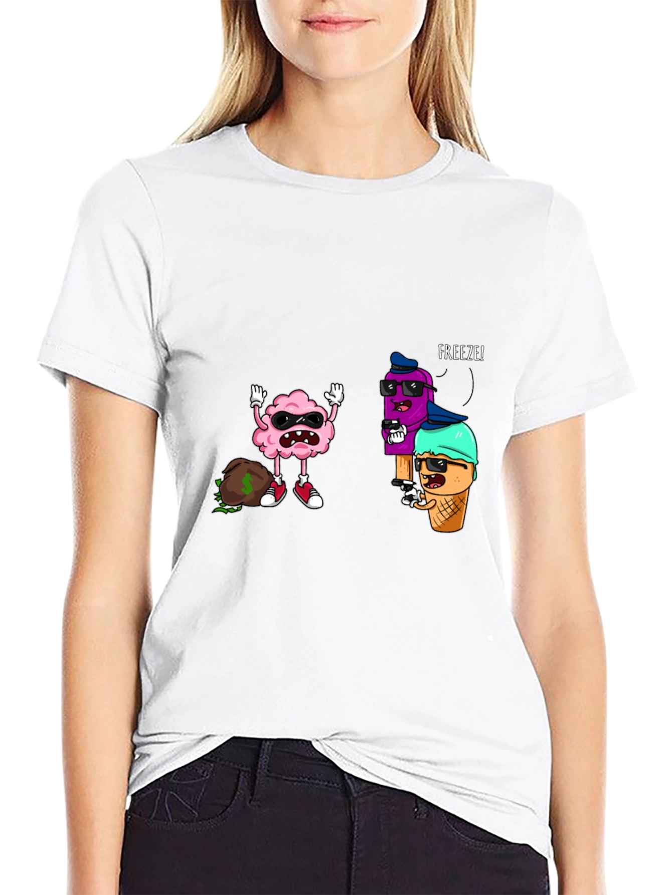 Funny Ice Cream Gangster Graphic Tee