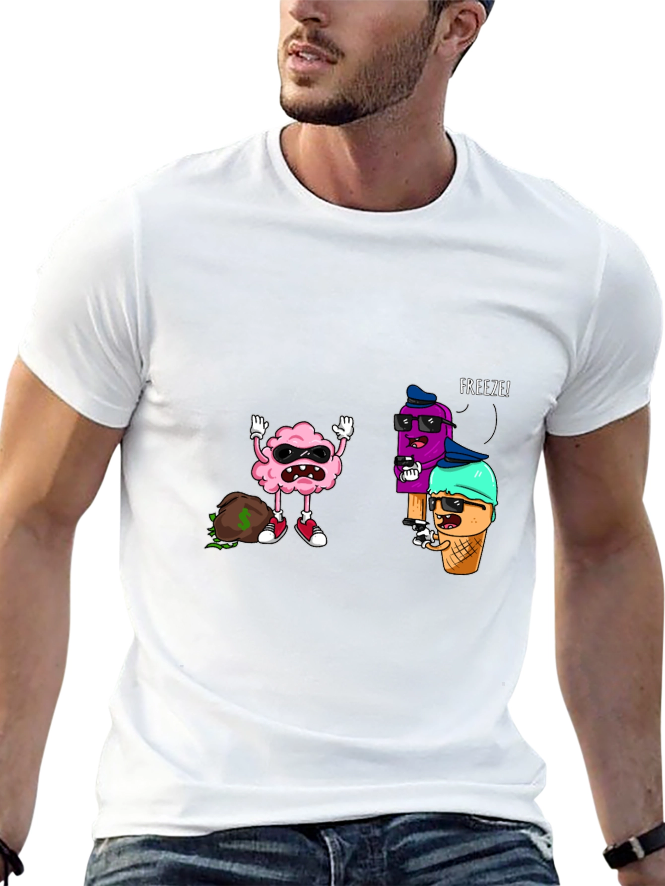 Funny Ice Cream Gangster Graphic Tee