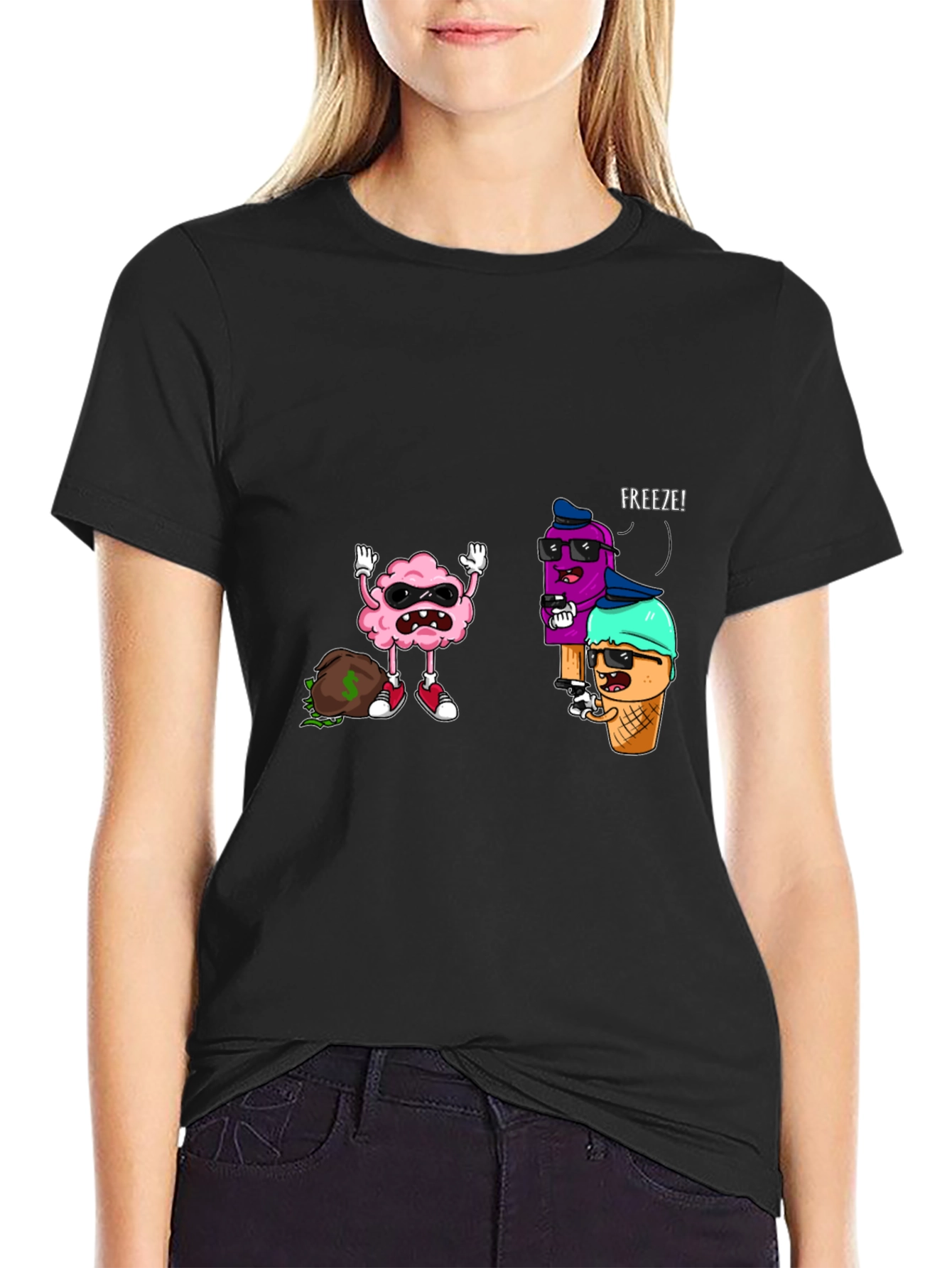 Funny Ice Cream Gangster Graphic Tee