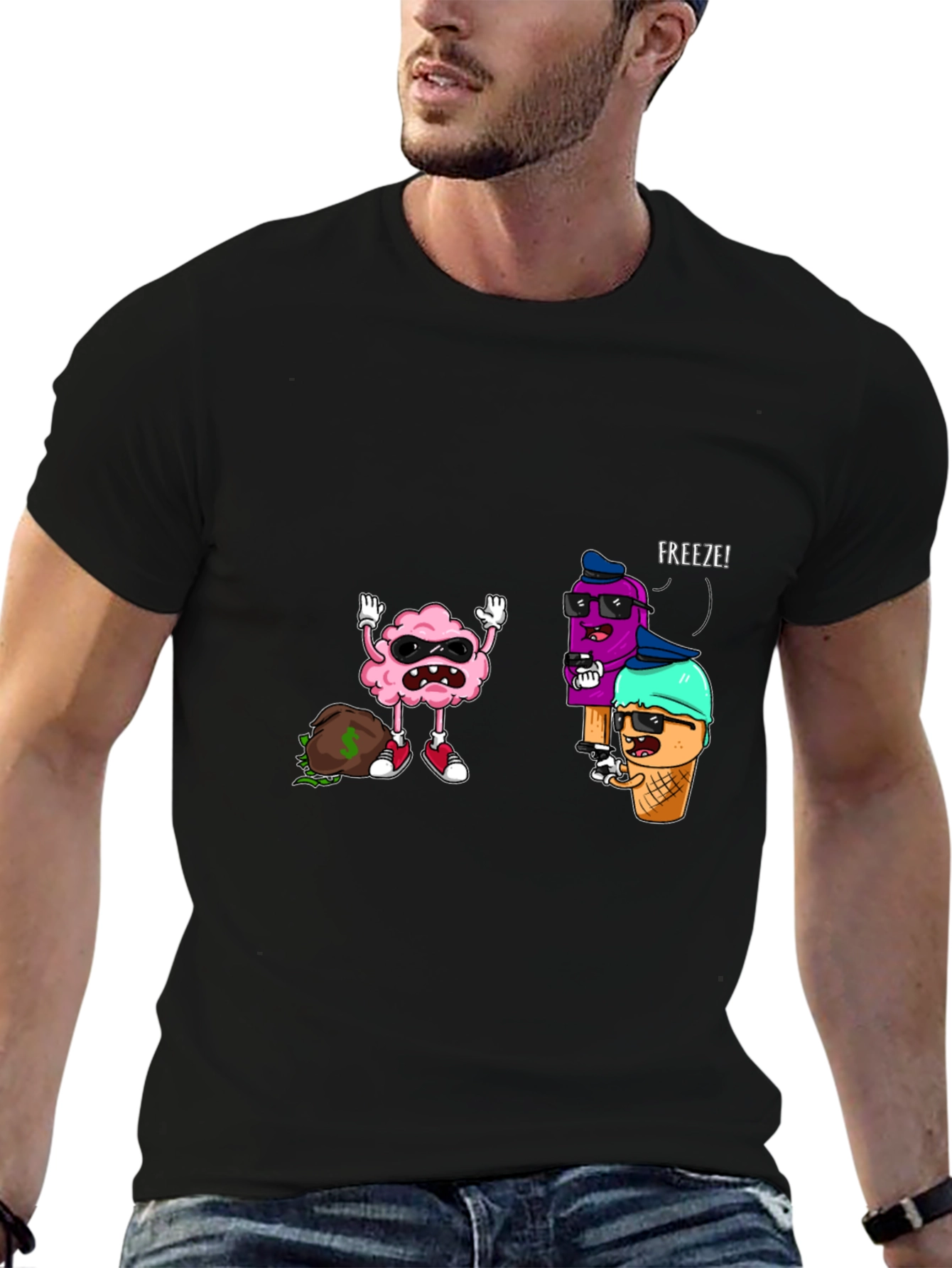 Funny Ice Cream Gangster Graphic Tee