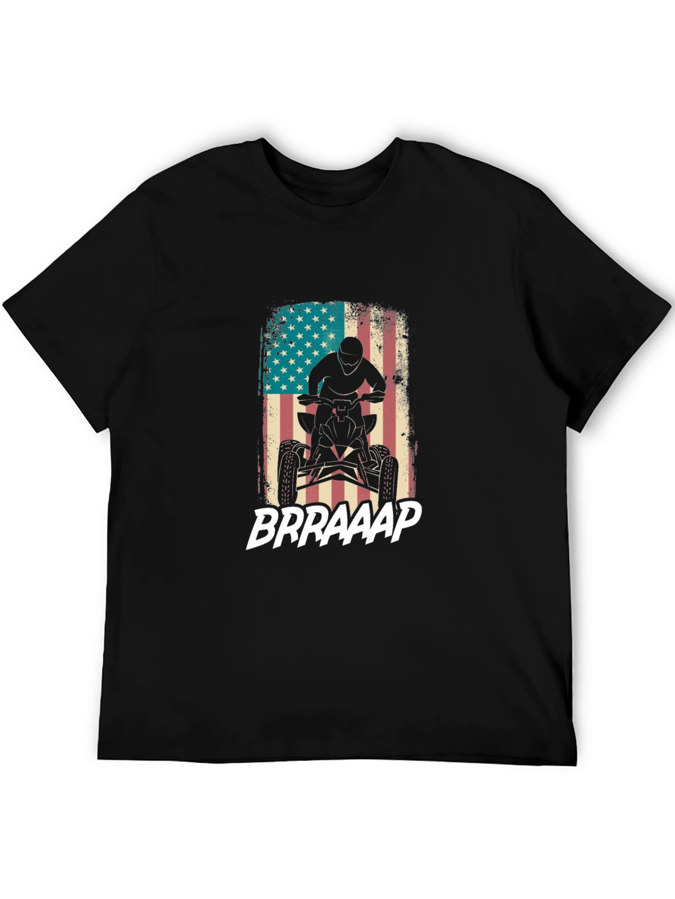American Flag ATV Rider Black T-Shirt