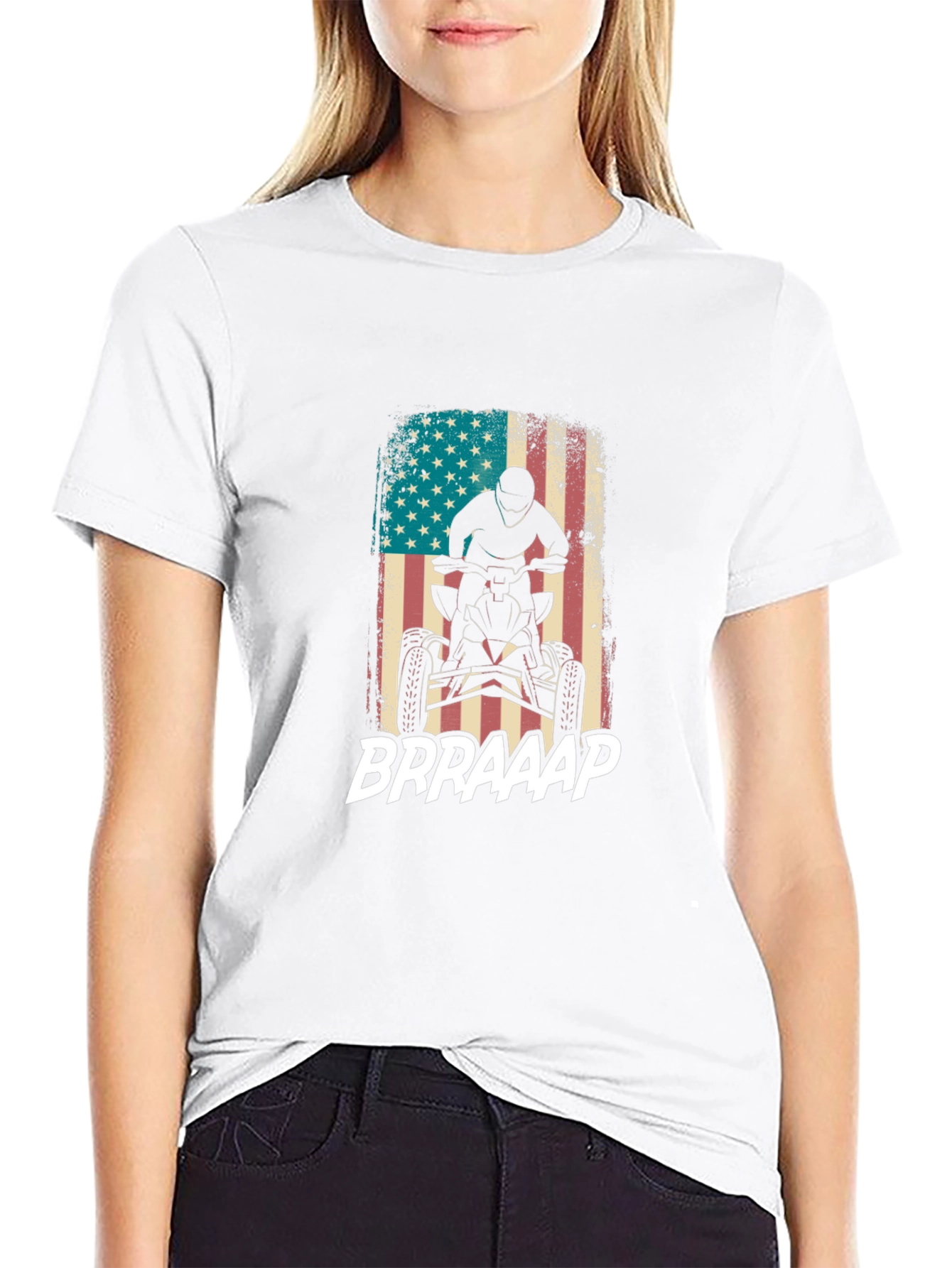 American Flag ATV Rider Black T-Shirt