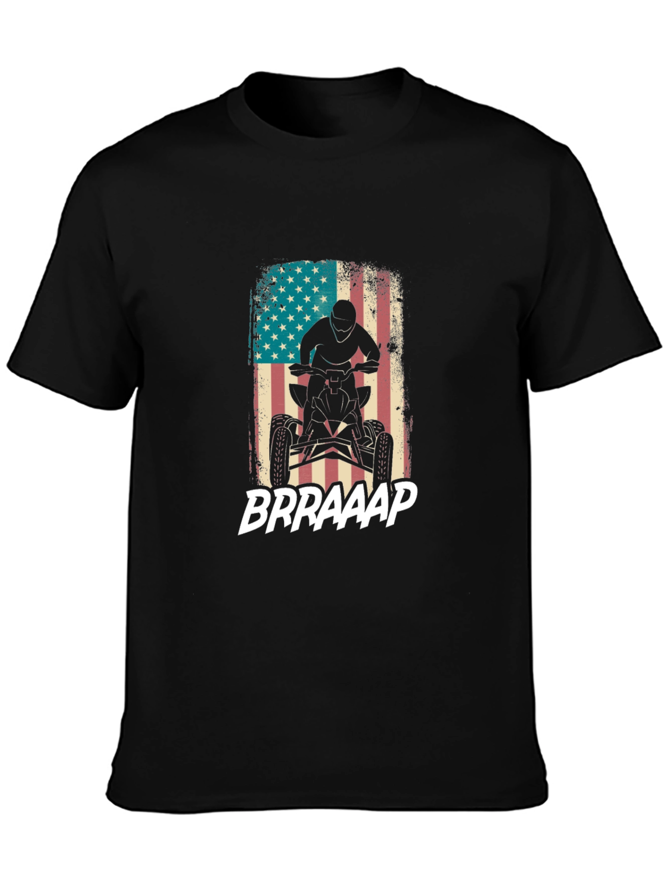 American Flag ATV Rider Black T-Shirt
