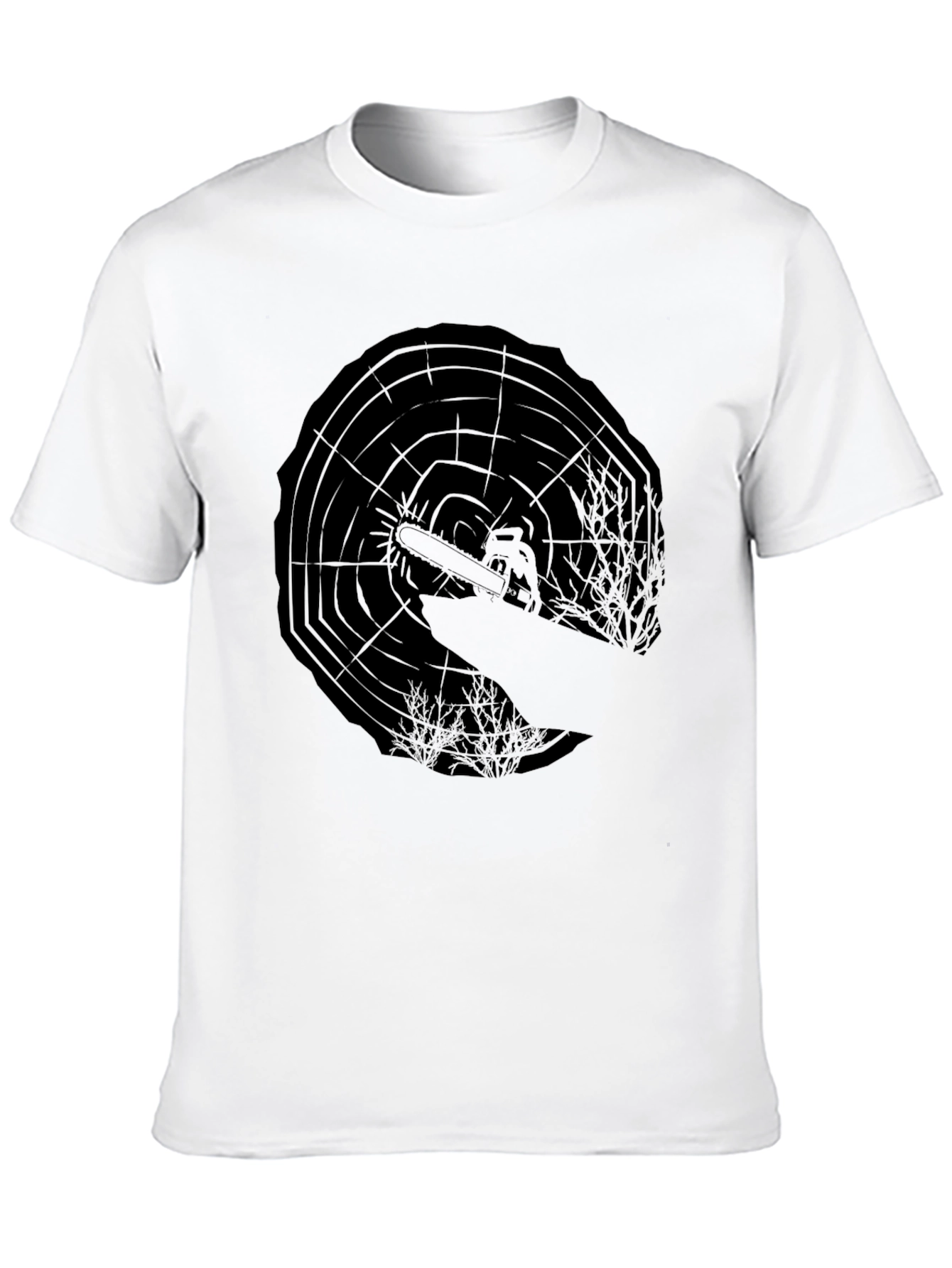 Chainsaw Tree Ring Graphic Tee - Lumberjack Style