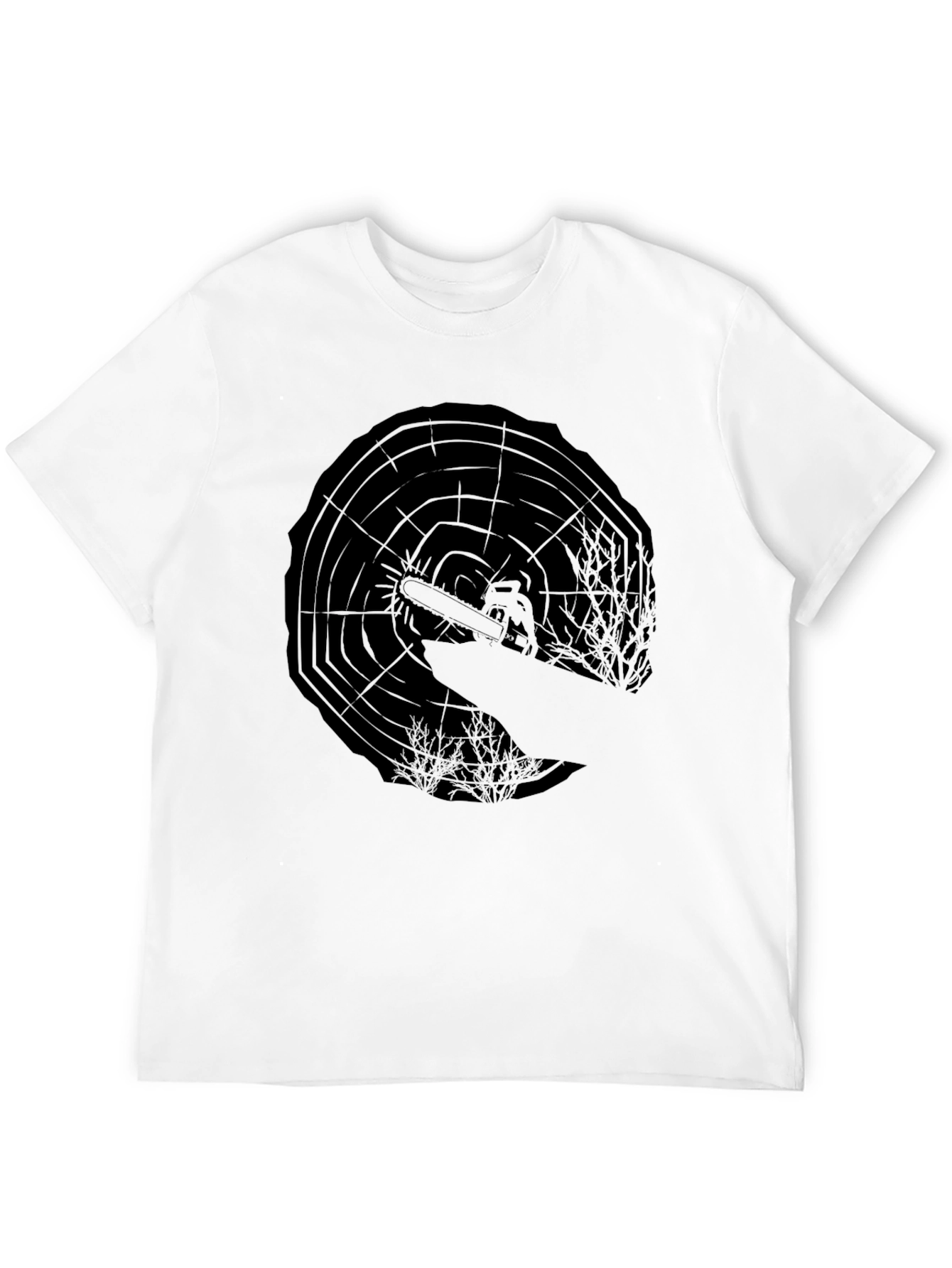 Chainsaw Tree Ring Graphic Tee - Lumberjack Style