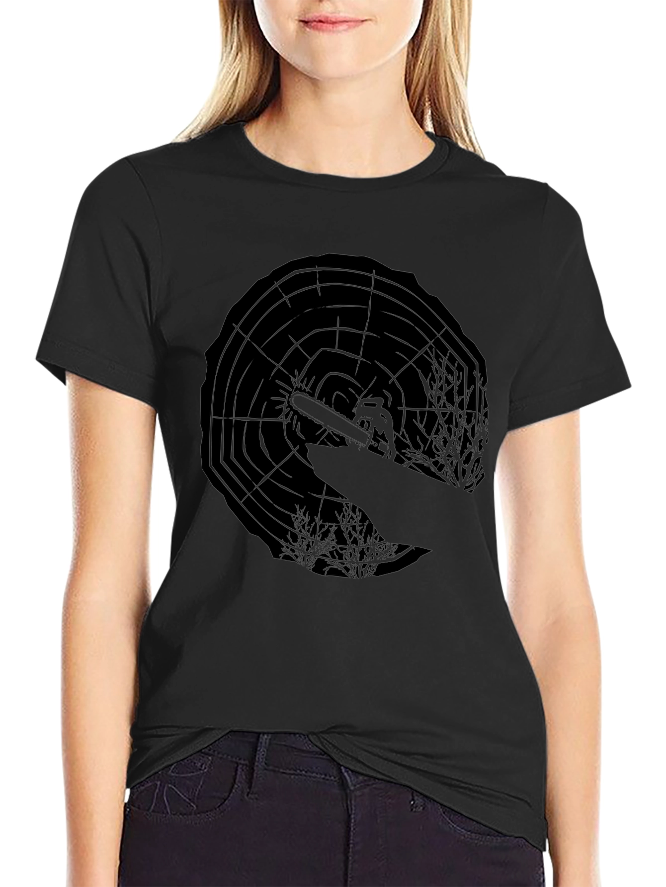 Chainsaw Tree Ring Graphic Tee - Lumberjack Style
